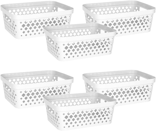 Glad Plastic Storage Basket Set, Value Pack of 6 | Open Storage Bins for Shelves, Bathroom, Pantry