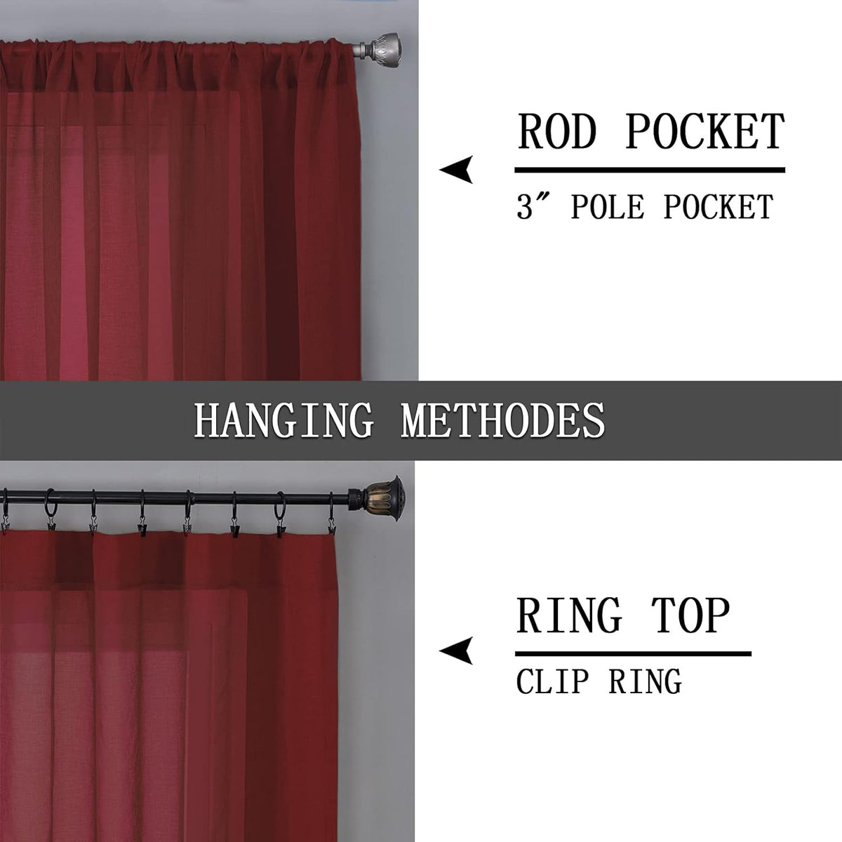 Tollpiz Short Sheer Tier Curtains Linen Textured Half Kitchen Curtain Sheers Light Filtering Rod