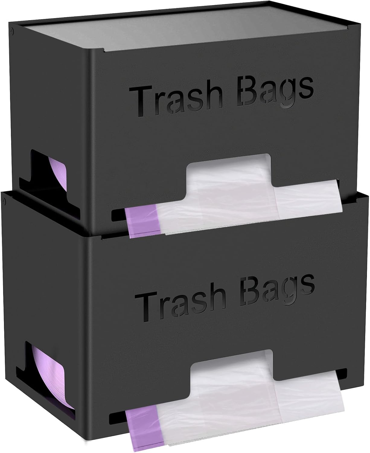 2-Pack Trash Bag Holder Dispenser, Stackable Garbage Bag Dispenser, Extra Large Trash Organizer for