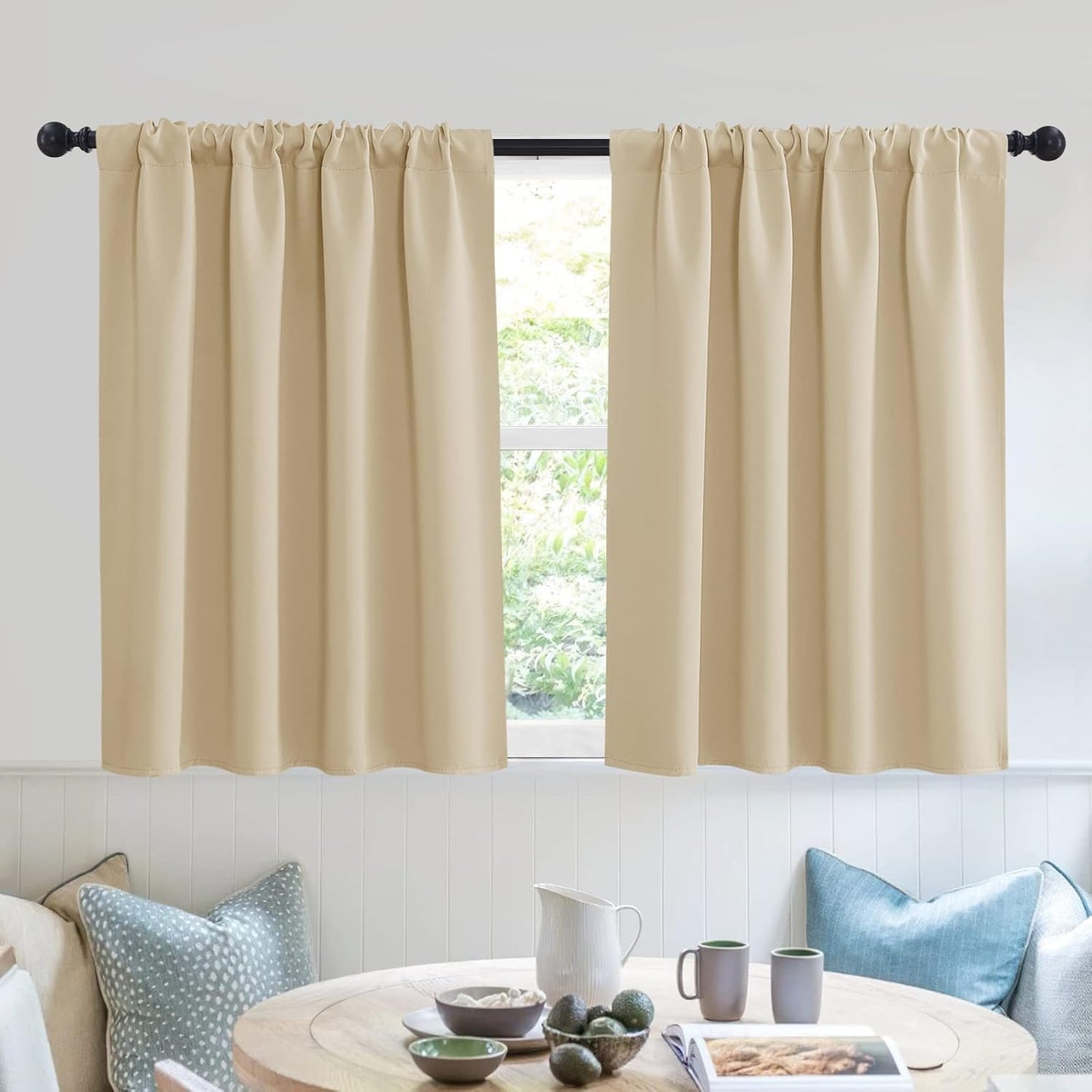 RYB HOME Room Darkening Short Curtains for Small Winow Decor Light Block Thermal Insulated Drapes