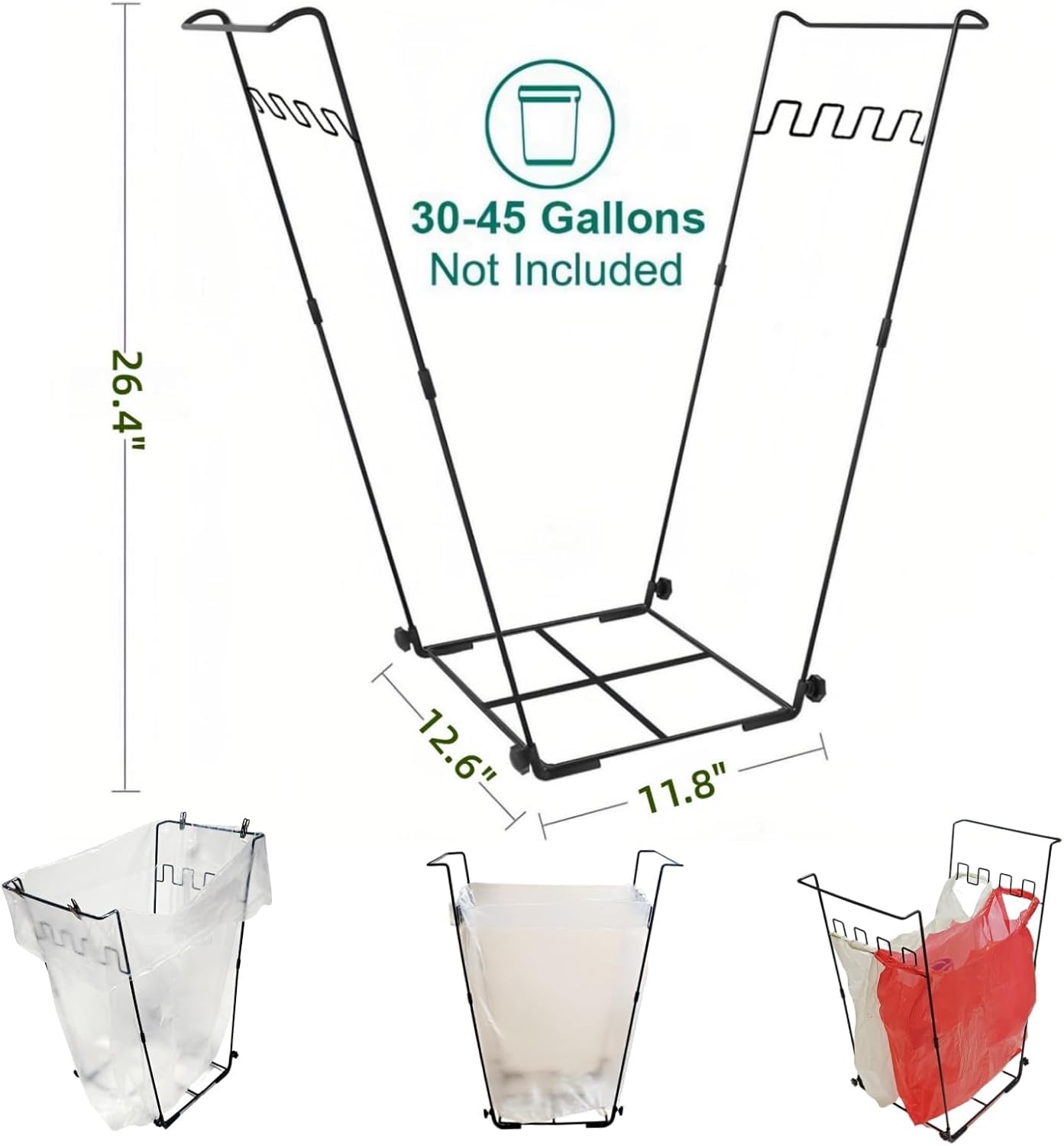Garden Trash Bag Holder - Outdoor Leaf Bag Support Stand Multi-Use Metal Garbage Bag Holder Frame