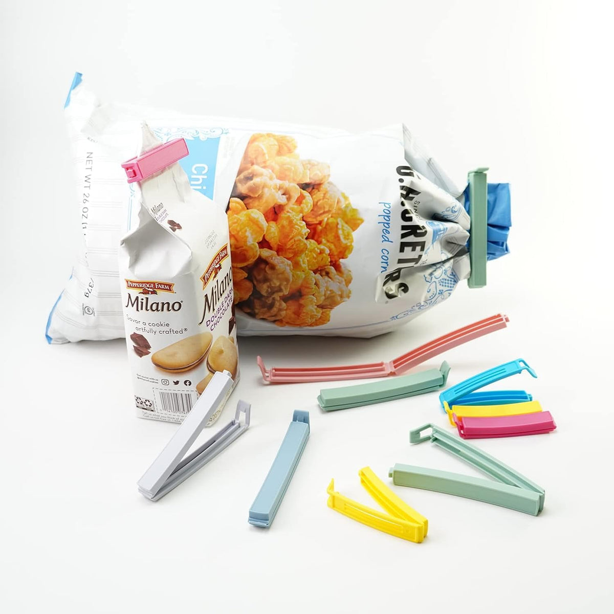 32 PCS Plastic Chip Clips for Food Packages, Curved Design Sealing Bag Clips for Food, Kitchen and