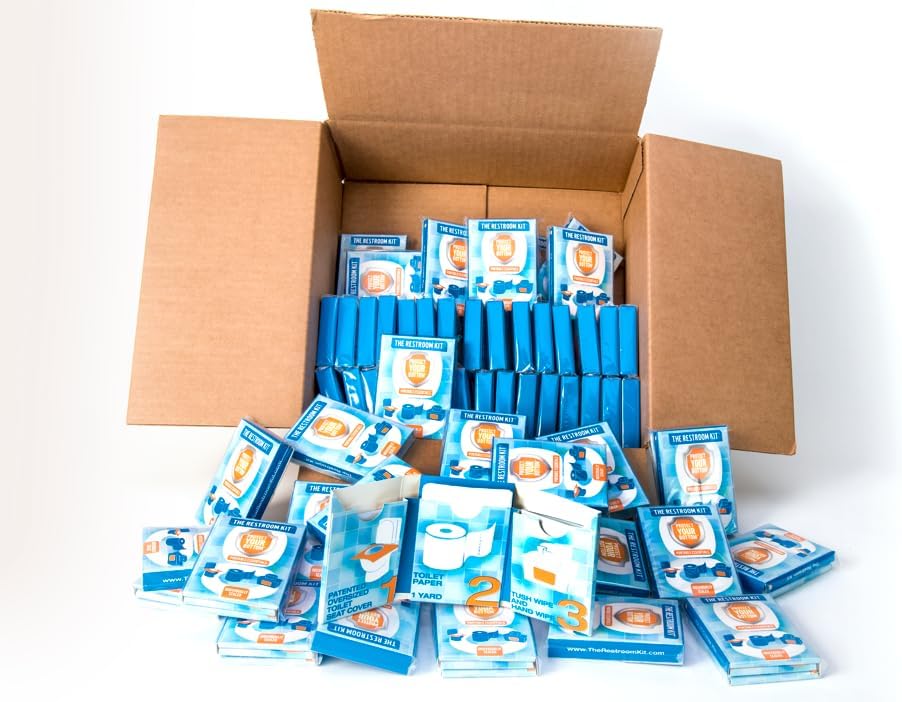 The Restroom Kit (60 pk) – Mini Toilet Paper & Travel Hygiene Kit | to Go Toilet Paper, Seat Cover