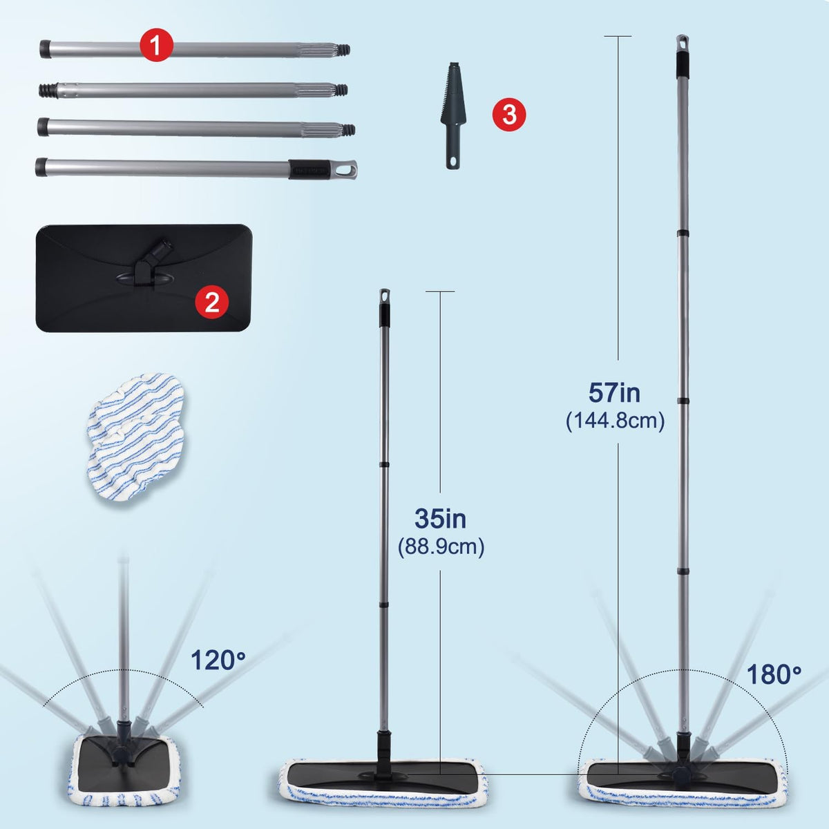Matthew Microfiber Mop Compatible with Hardwood Floor'N More Microfiber Mop,Reusable&Washable 15x8
