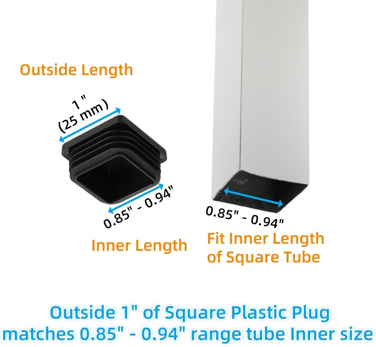 Furnigear Plastic Plugs Tubing End Cap Chair End Caps Outside Bottom Tubing Caps Square Furniture