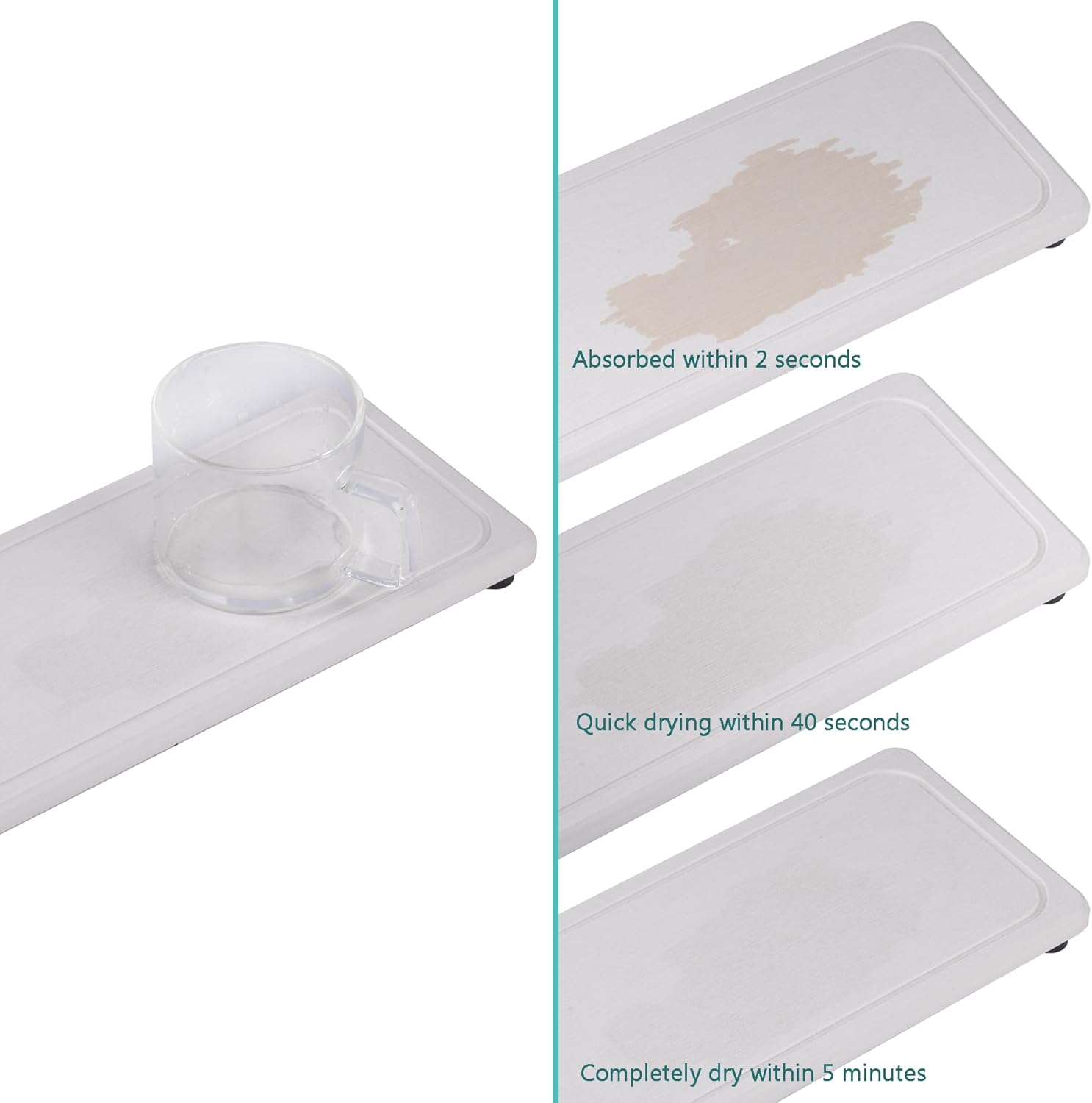 2 Pcs Water Absorbing Stone Trays, Kitchen/Bathroom Sink Soap Dish, Diatomite Tray Used for Hand