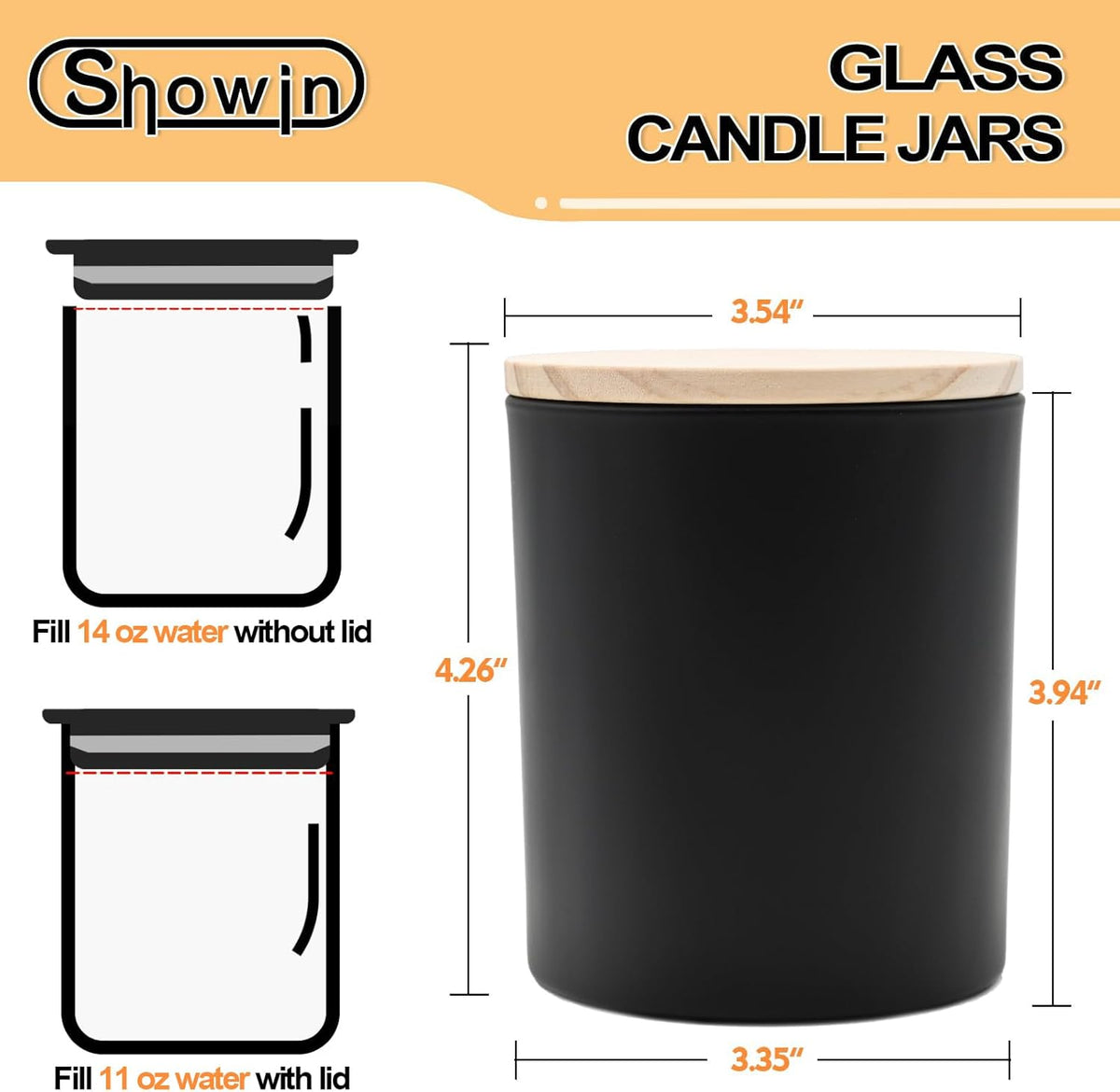 14 OZ Thick Candle Jars for Making Candles 12 Pcs, 3 Wick Empty Jars with Wood Lids for Candle