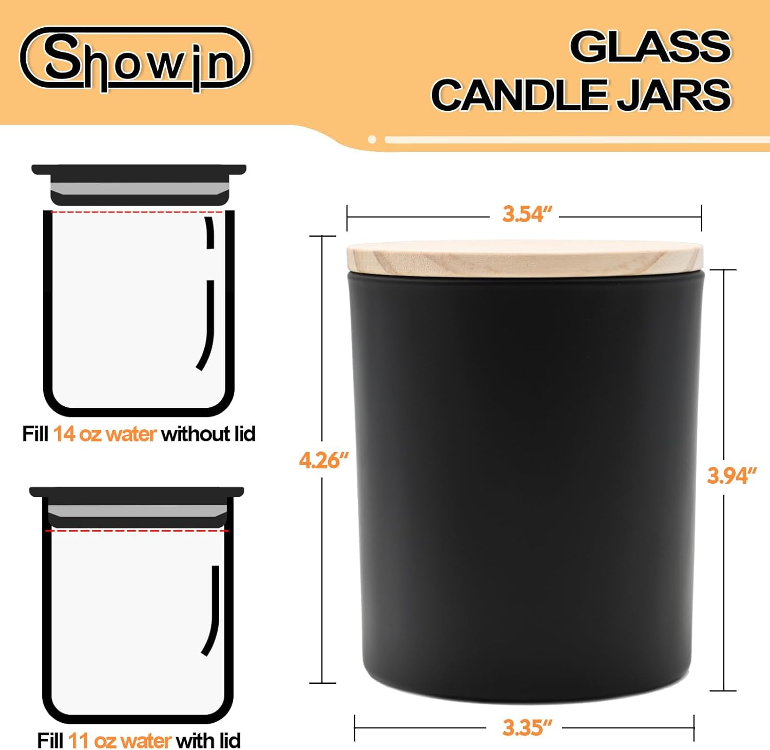 14 OZ Thick Candle Jars for Making Candles 12 Pcs, 3 Wick Empty Jars with Wood Lids for Candle