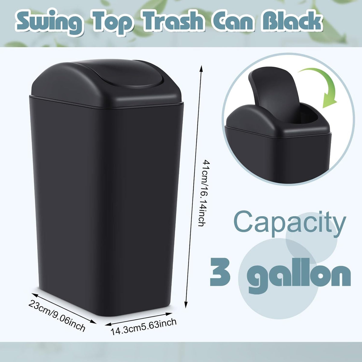 Hoolerry 2 Pcs 3 Gallon/12 Liter Small Trash Can Plastic Kitchen Garbage with Lid Small Trash Bin