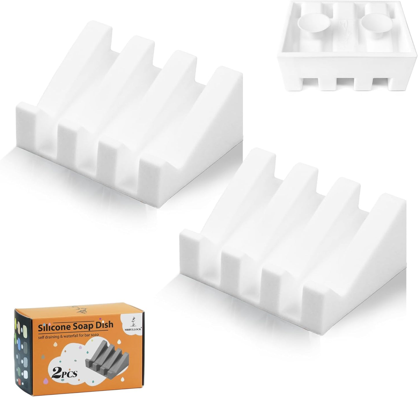Silicone Soap Dish for Bar Soap Holder for Shower Bathroom Self Draining Waterfall Drying Tray Keep