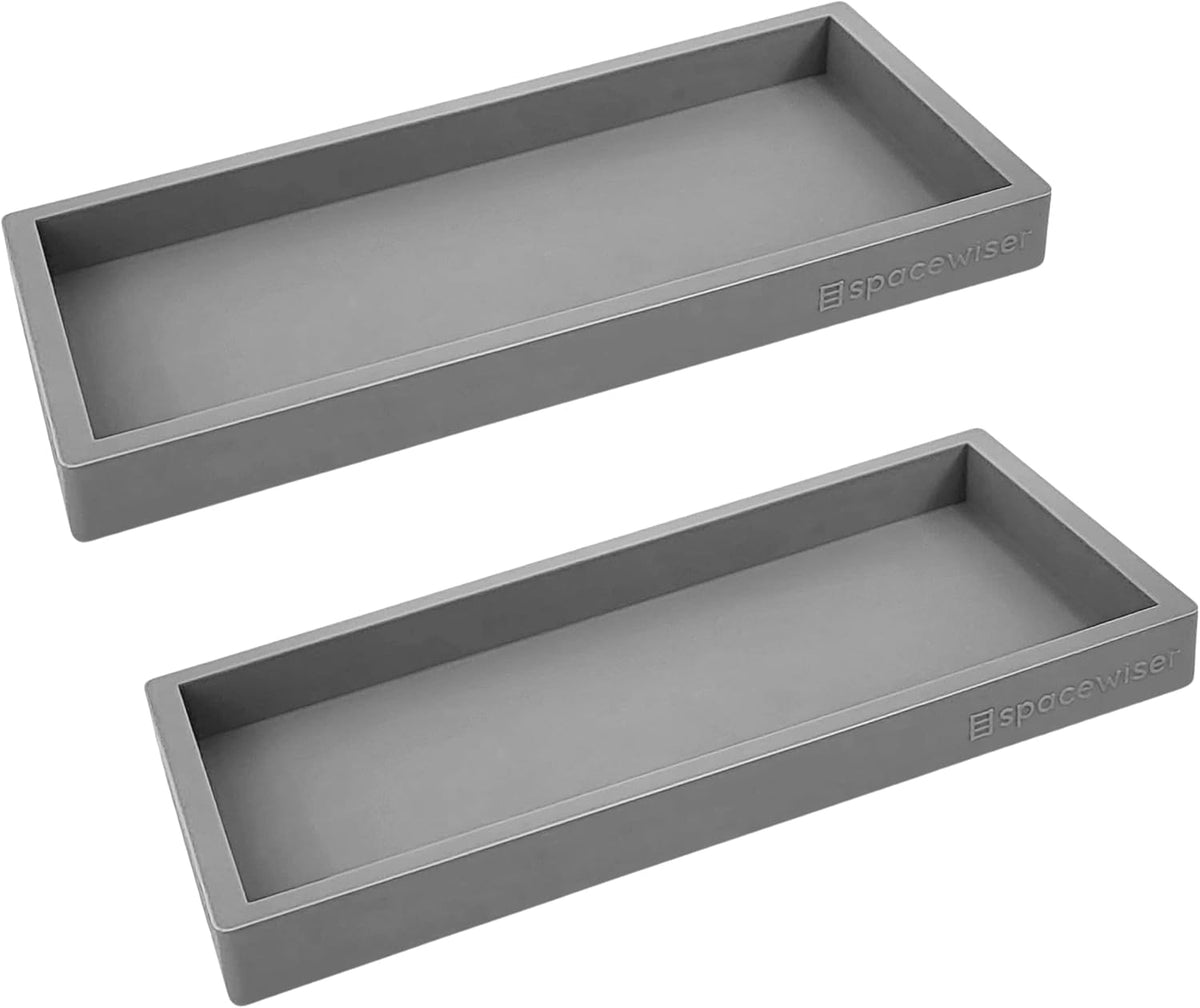 Countertop and Vanity Tray - 2 PC Small 7.7" Silicone Bathroom Trays, Kitchen Soap Tray, Dish