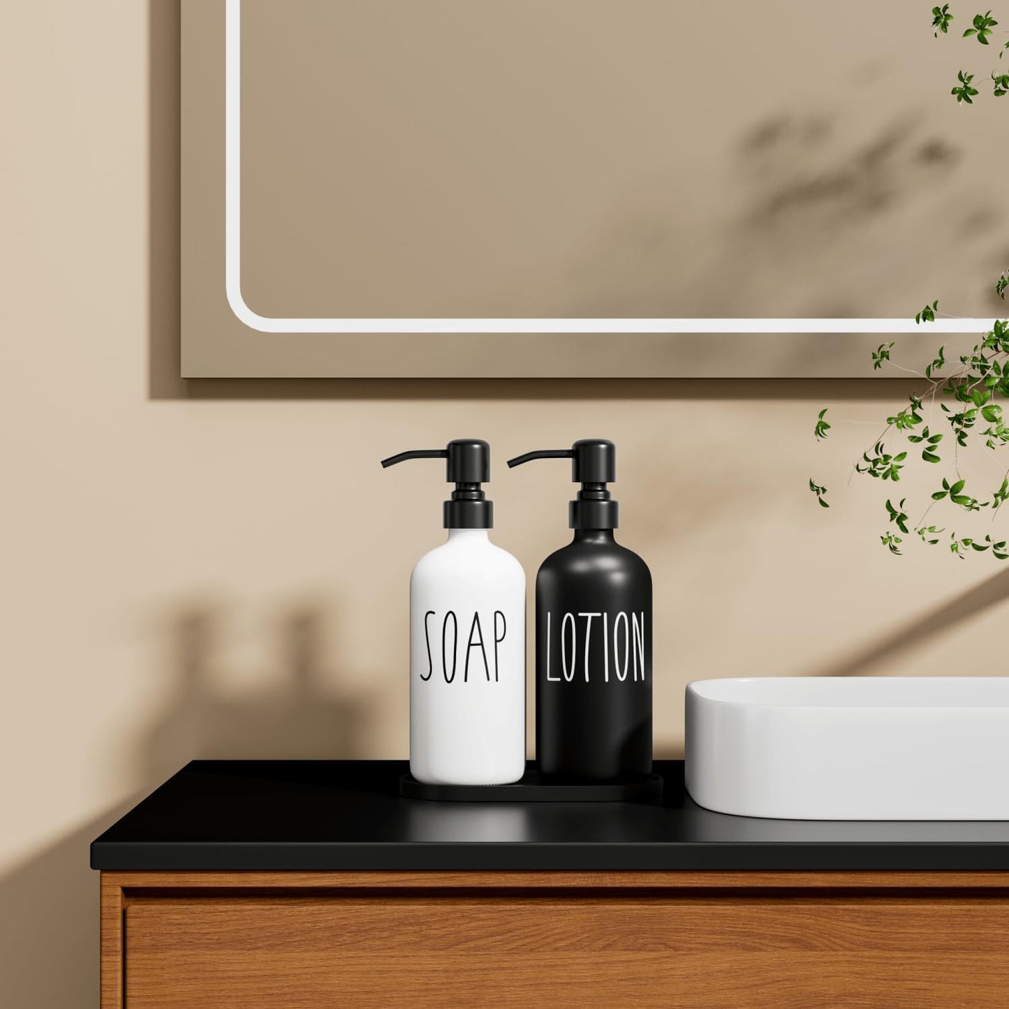 MOMEEMO Glass Soap Dispenser with Stainless Steel Pump, Contains Lotion Dispenser, Hand Soap