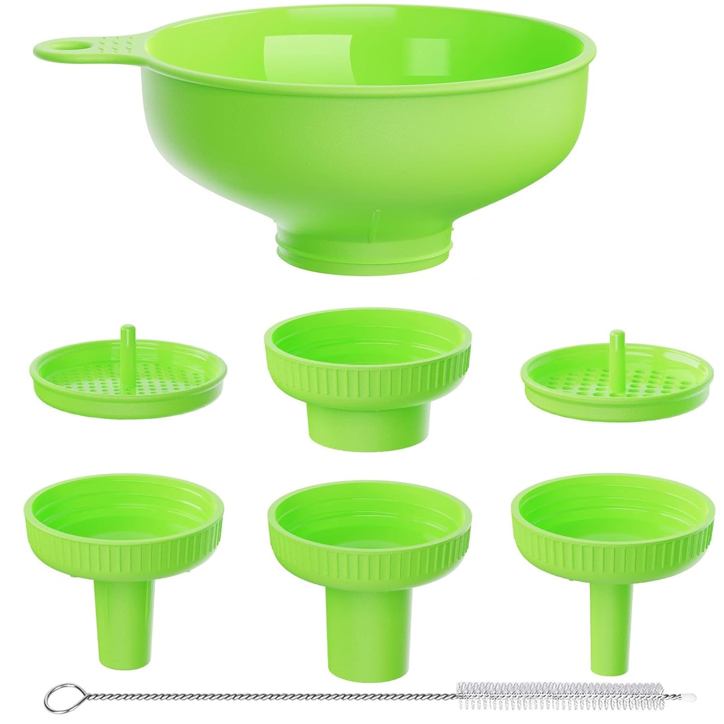 Wide Mouth Kitchen Funnel, Food Grade Plastic Cooking Canning Funnel with 4 Sizes Spouts for