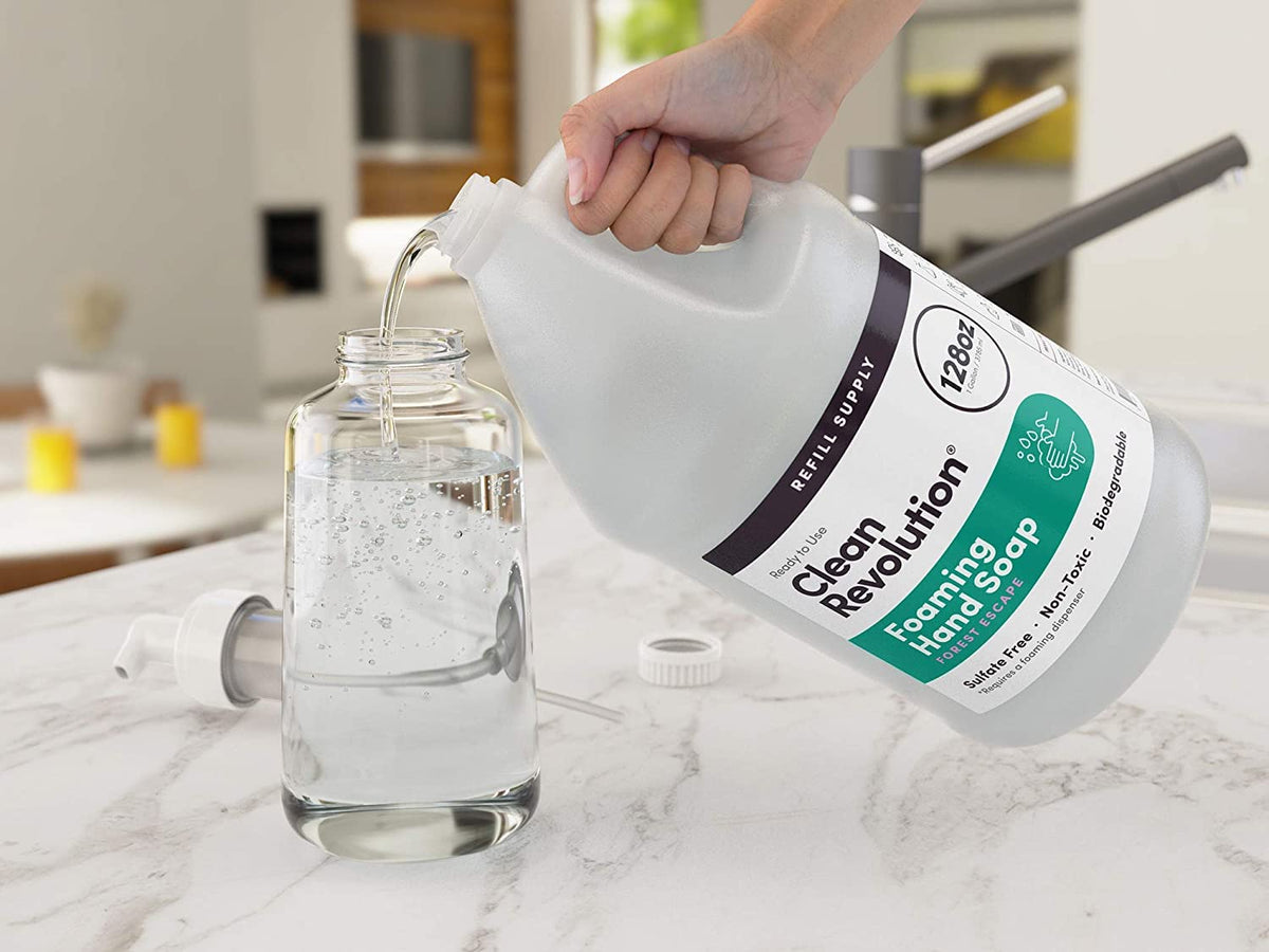 Clean Revolution Foaming Hand Soap Refill Supply Container, Ready to Use Formula, Forest Escape
