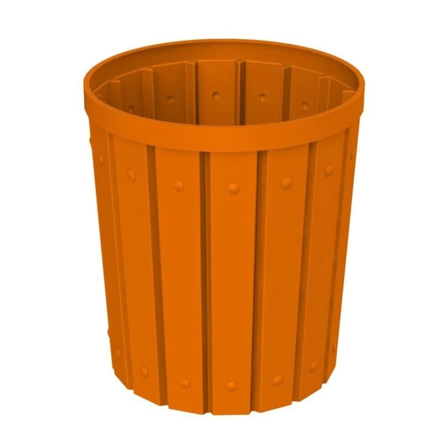42 Gallon Slatted Circle 100% Recycled Plastic Commercial Outdoor and Indoor Trash Can with Push
