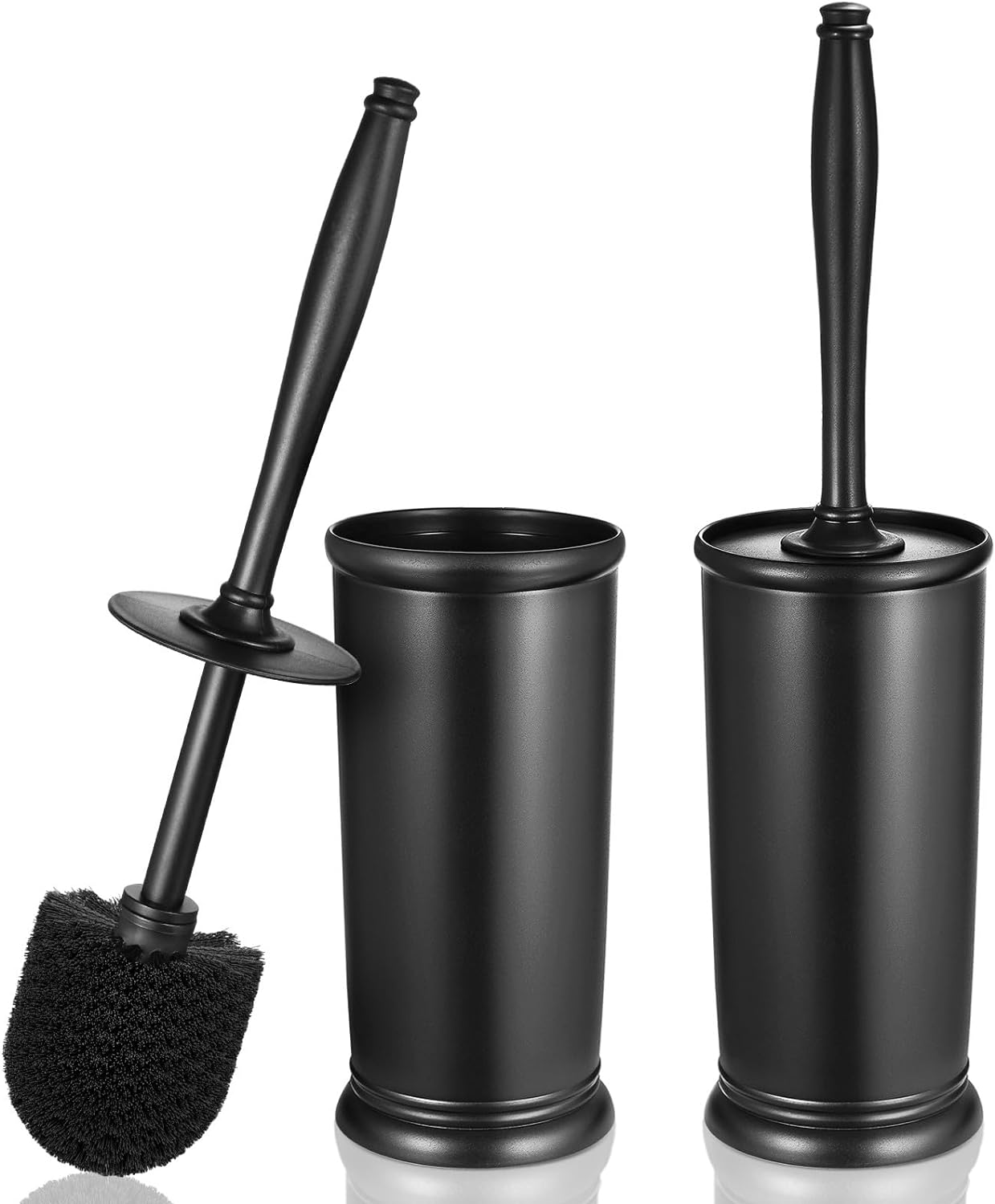 Toilet Bowl Brush Holder Set: 2 Pack Modern Deep Cleaning Bathroom Toilet Scrubber with Caddy for