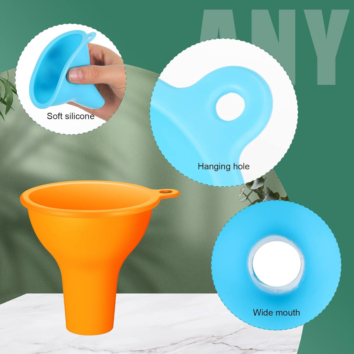 Silicone Funnels 4 Pieces Wide Mouth Funnel Flexible Condiment Sauce Canning Set for Home