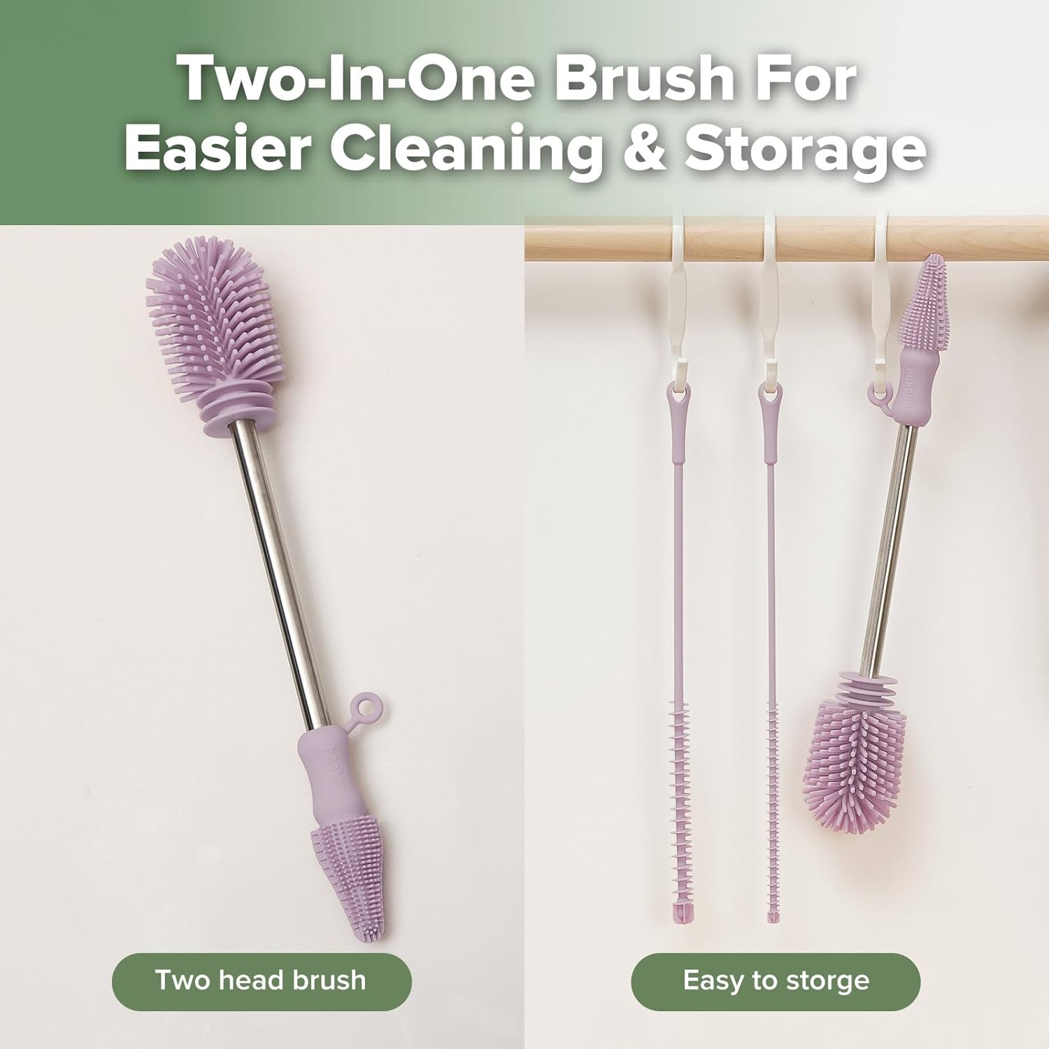 haakaa Silicone Cleaning Brush Kit - Baby Bottle Brush Cleaner for Breast Pump,Nipple,Breast Milk