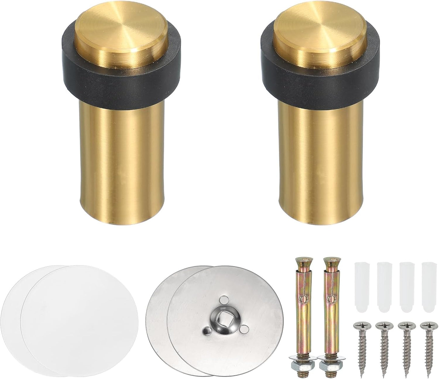 PATIKIL 2Set Round Door Stoppers, 80mm Stainless Steel Door Stop Doorstop Wedge Metal Cylinder Self