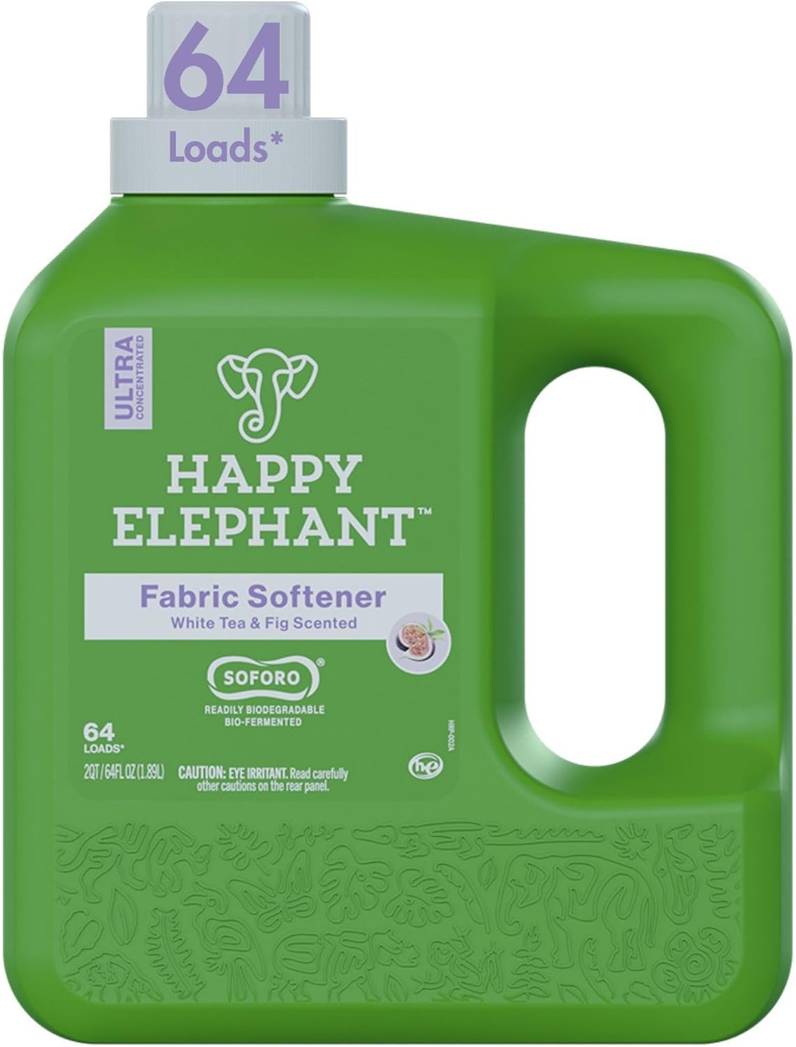 Happy Elephant Fabric Softener, White Tea & Fig Scent, Natural Biodegradable Liquid Fabric