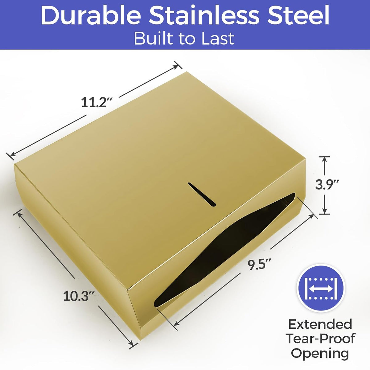 Paper Towel Dispenser Wall Mount, Brushed Gold Stainless Steel Commercial Paper Towel Holder with