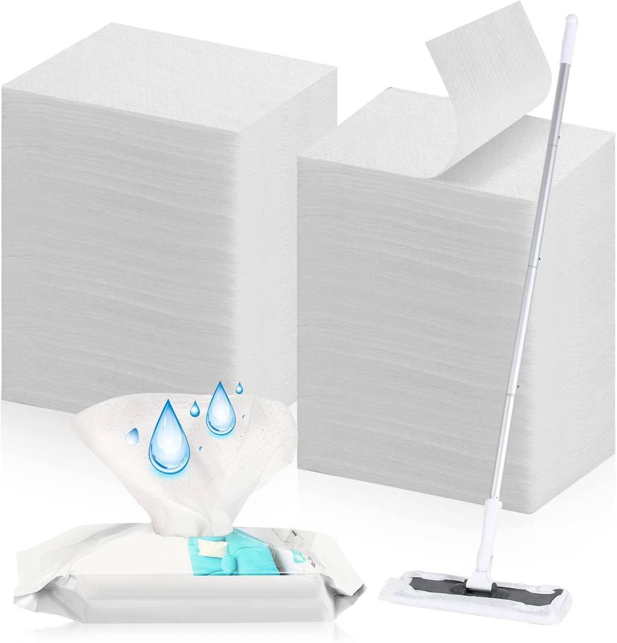 Wet Mop Pads Refills for Floor Cleaning Sweeper Wet Refills Disposable Moist Mopping Cloth Wipes