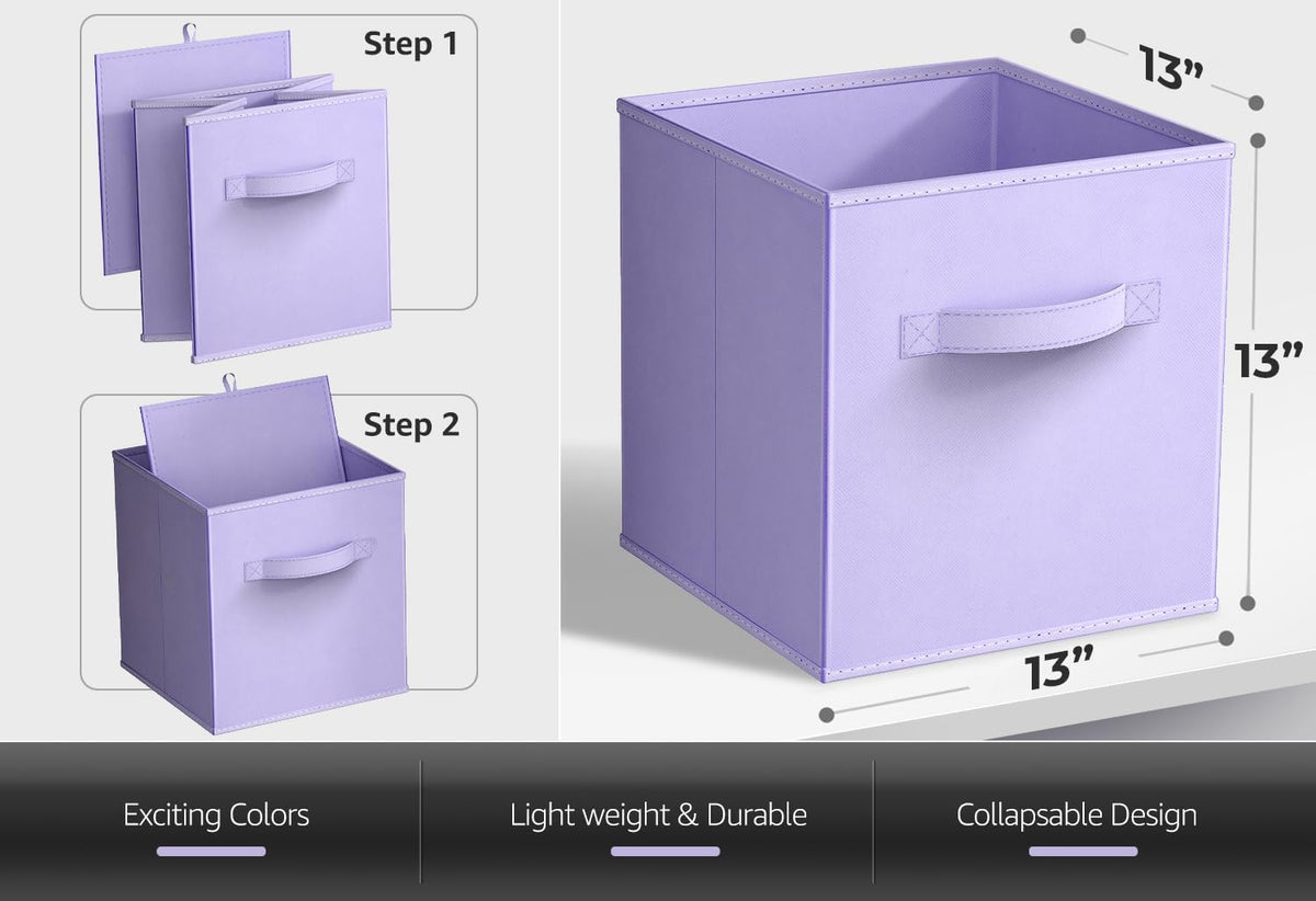 Sorbus Fabric Storage Cubes - 6 Foldable Storage Bins for Organizing Pantry, Cubbies, Toy Box