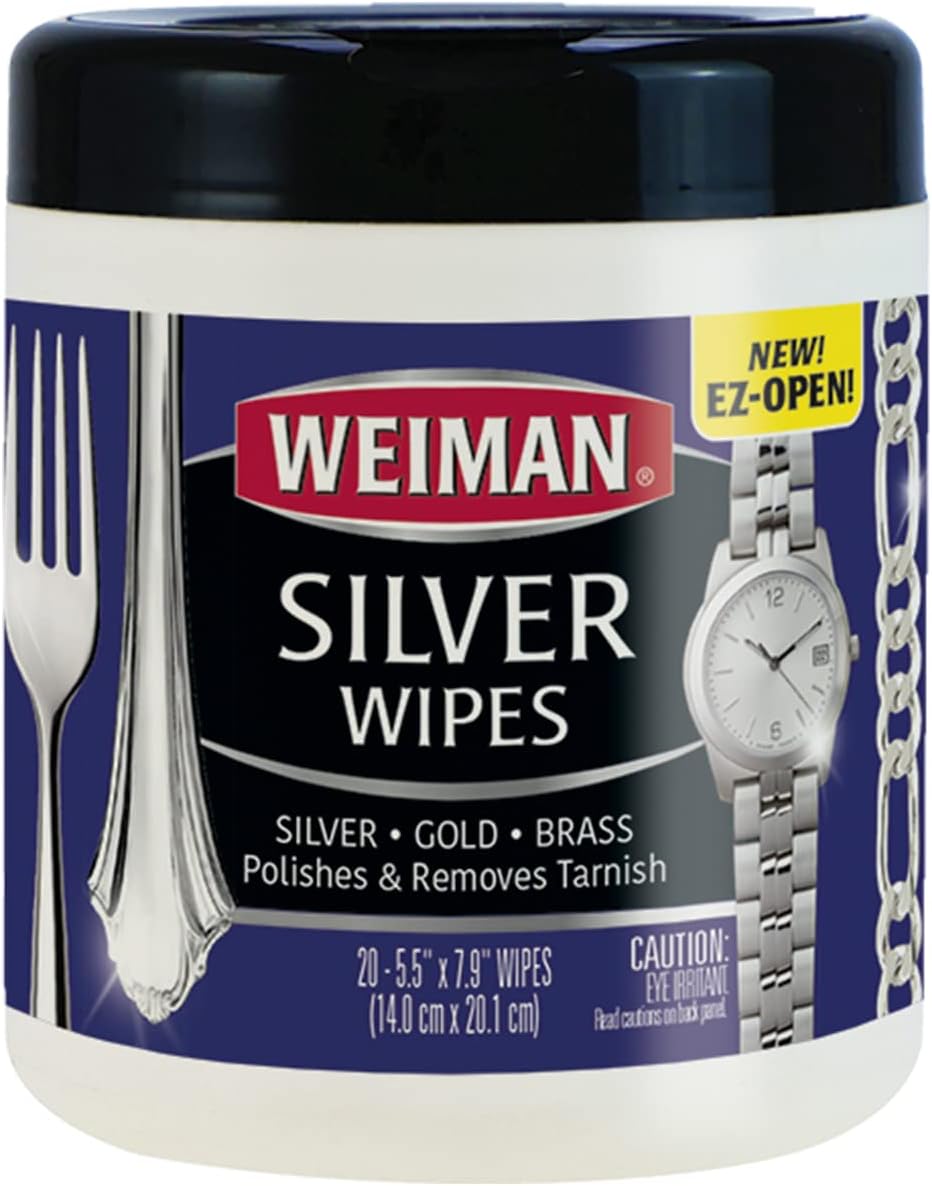 Weiman Jewelry Polish Cleaner, Tarnish Remover Wipes - 20 Count - Use on Silver Jewelry Antique
