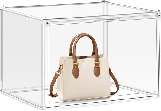 1Pack Clear Stackable Plastic Storage Bins with Magnetic Lid, X-Large Acrylic Display Cases for