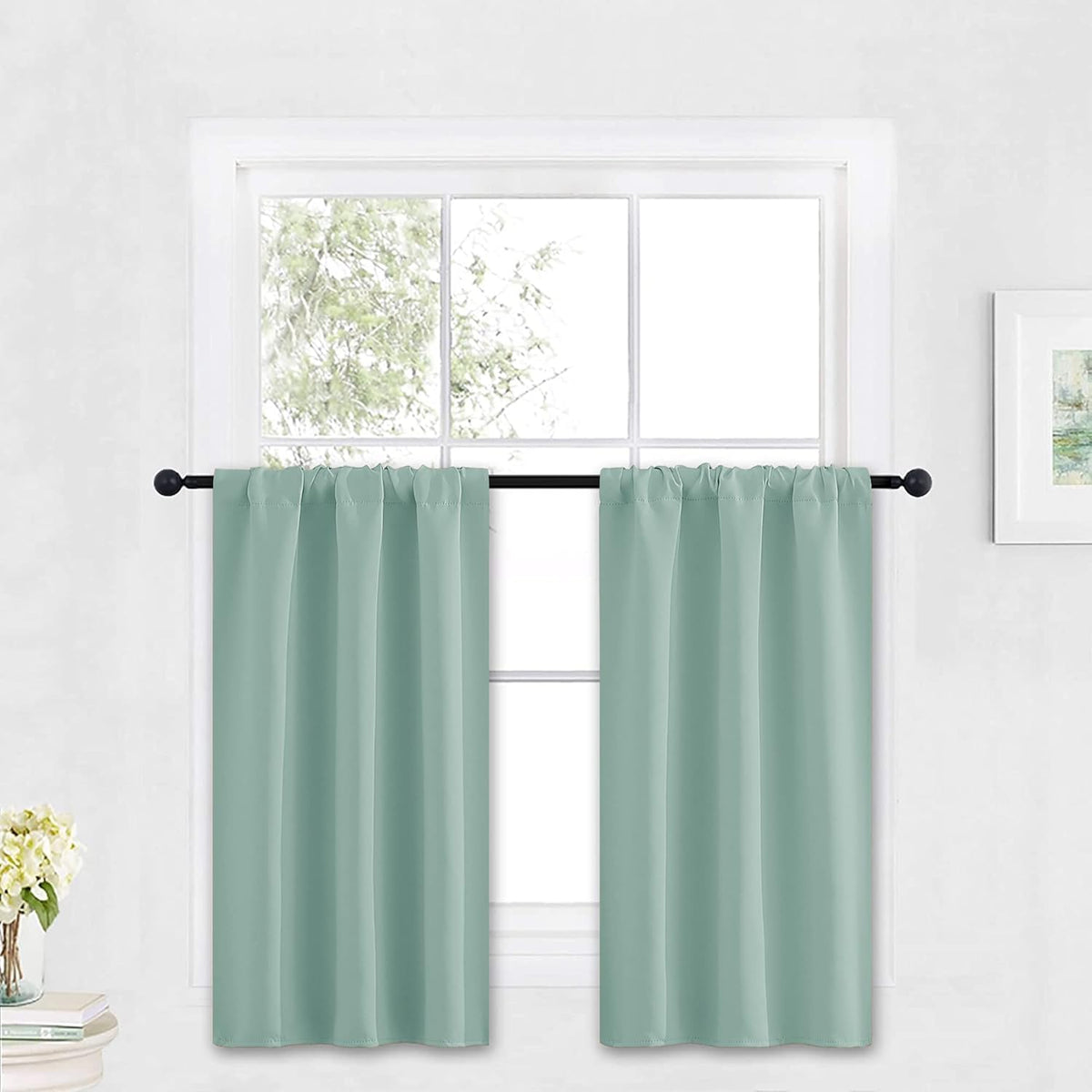 RYB HOME Bathroom Window Curtains - Super Soft Blackout Privacy Curtains for Baby Nursery Bedroom