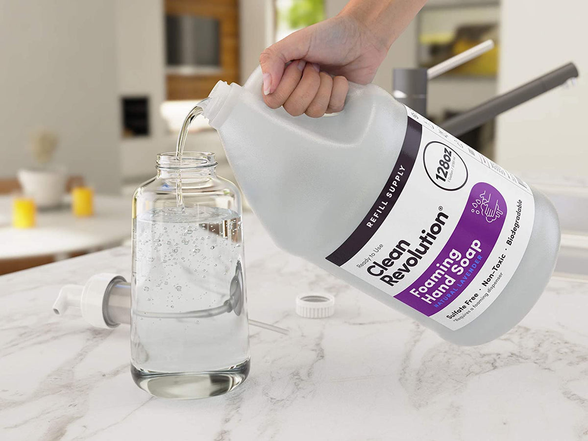 Clean Revolution Foaming Hand Soap Refill Supply Container. Ready to Use Formula. Natural Lavender