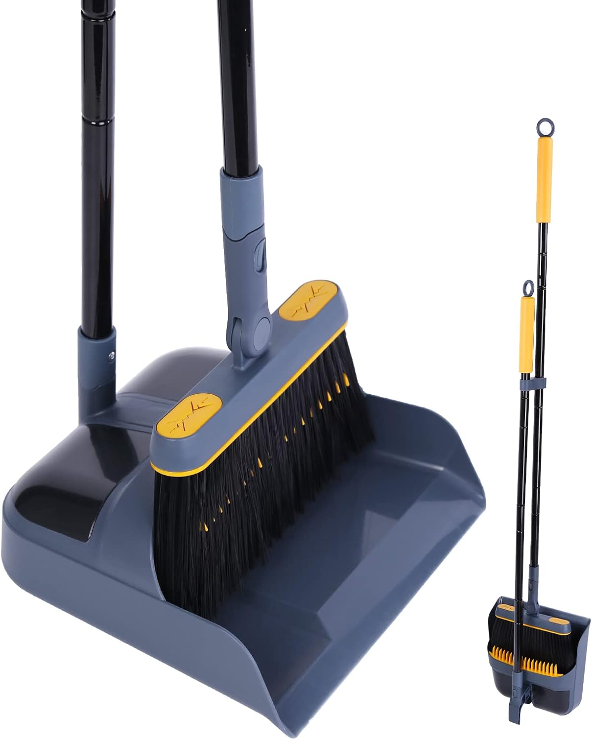 JEHONN Broom and Dustpan Set for Home, 54 Inches Long Handle Lightweight 180 Degree Rotating Indoor