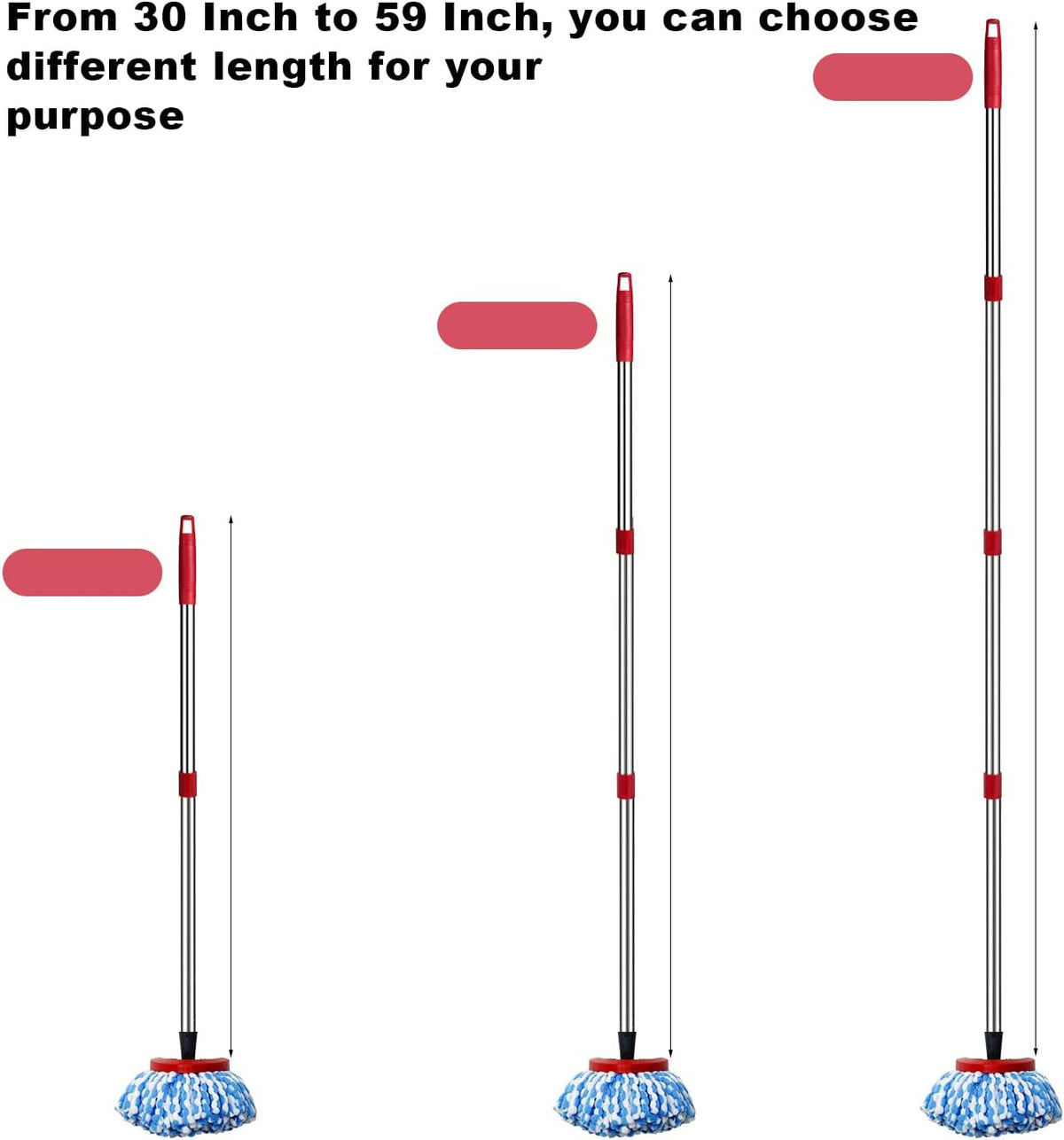 Spin Mop Replacement Handle - 4 Section Mop or Broom Handle/Stick Compatible with O Cedar Spin Mop