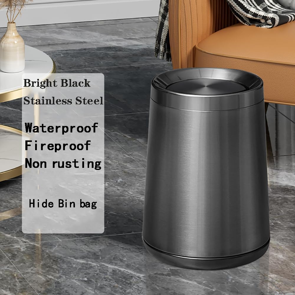 10 L/2.6Gallen,Swing Lid Trash Can,Brushed Stainless Steel Garbage Can with Flipping Lid,for