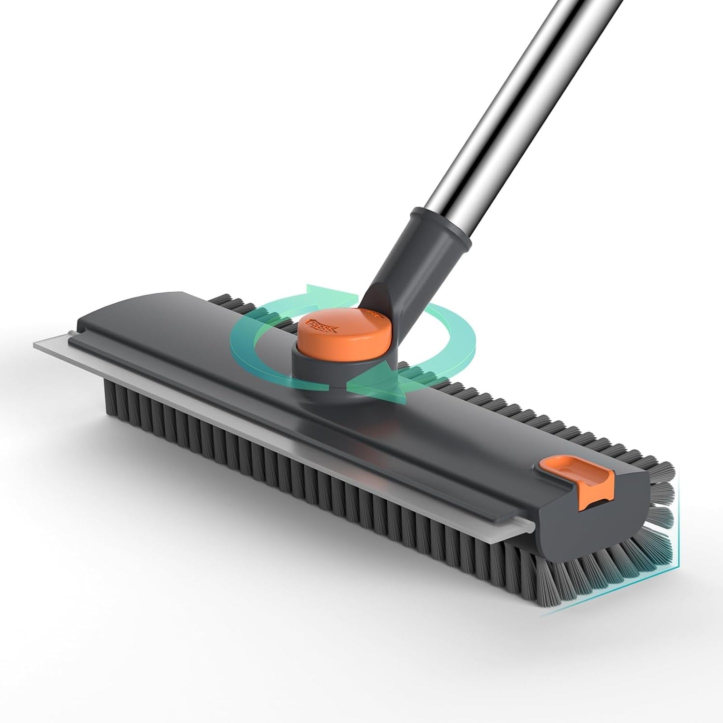 Floor Scrub Brush with Long Handle Length Adjustable, 3 in 1 Heavy-Duty Stiff 90° Bristle Floor