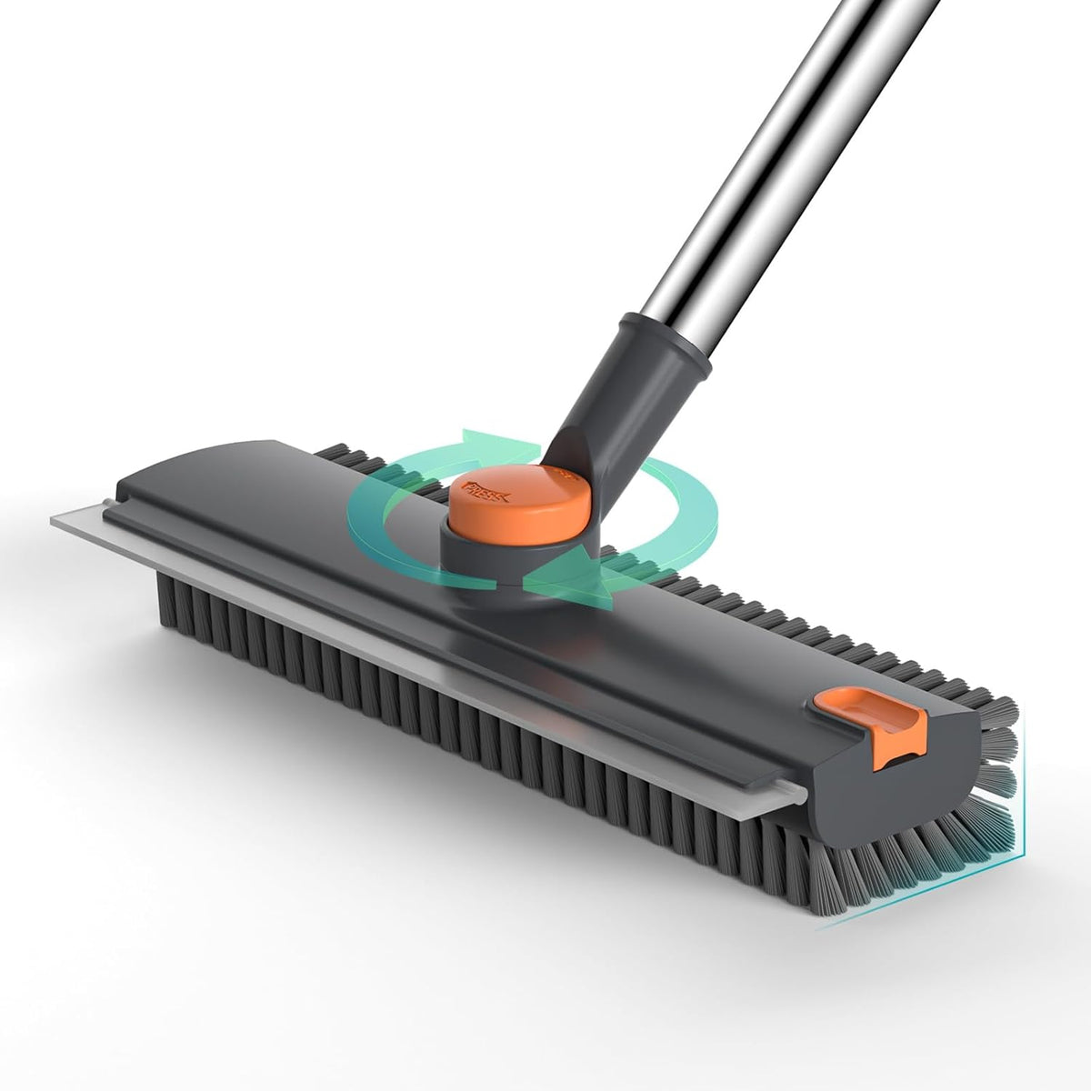 Floor Scrub Brush with Long Handle Length Adjustable, 3 in 1 Heavy-Duty Stiff 90° Bristle Floor