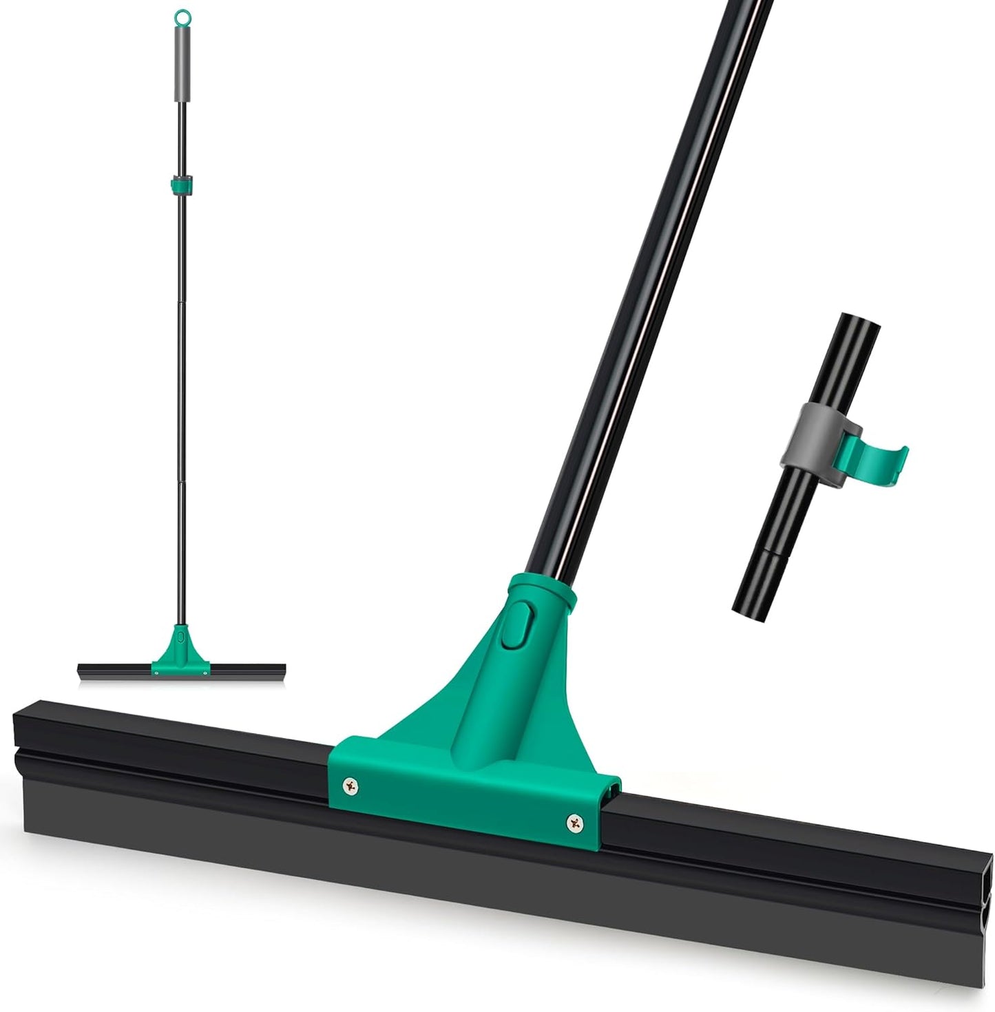 JEHONN Floor Squeegee Heavy Duty with 58.3 inches Long Handle, Rubber Scraper Broom for Cleaning