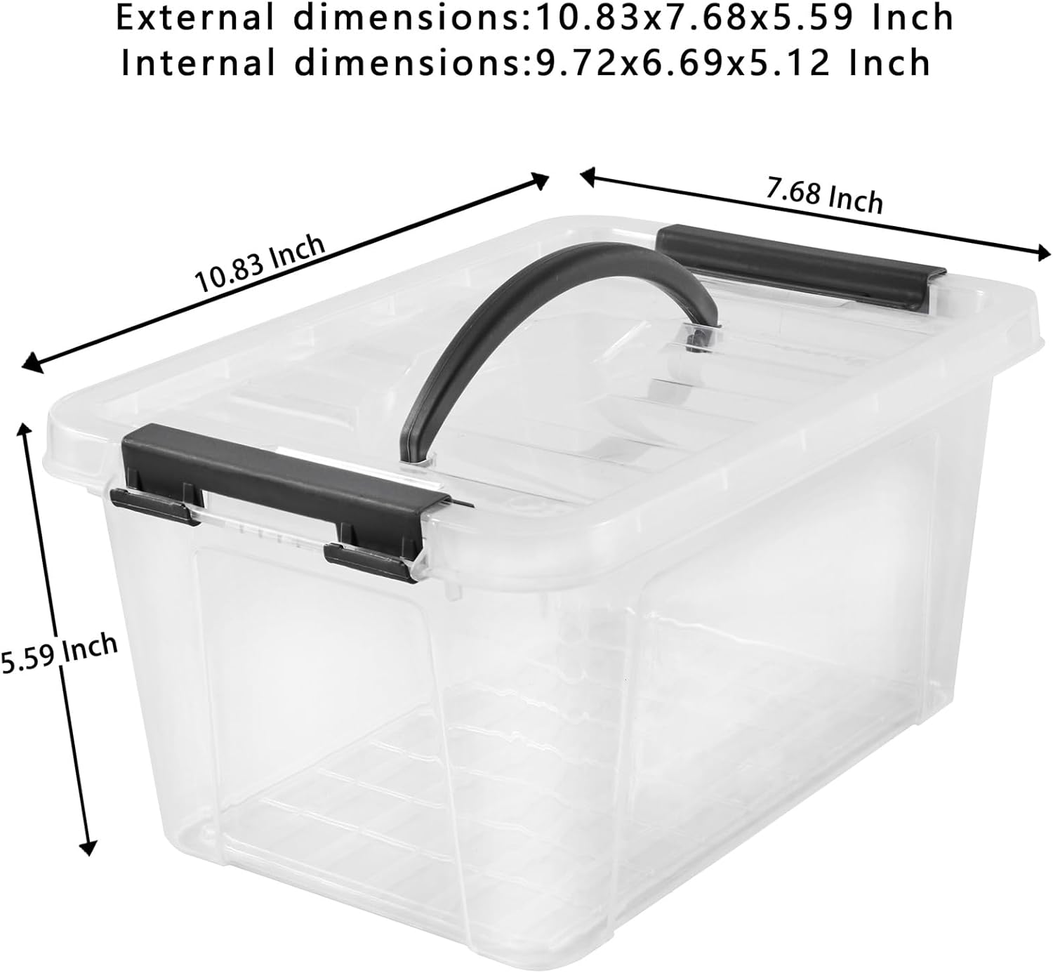 6 Quart Plastic Stackable Storage Latch Bins,Clear Latching Box with Handle and Lid,Pack of 6