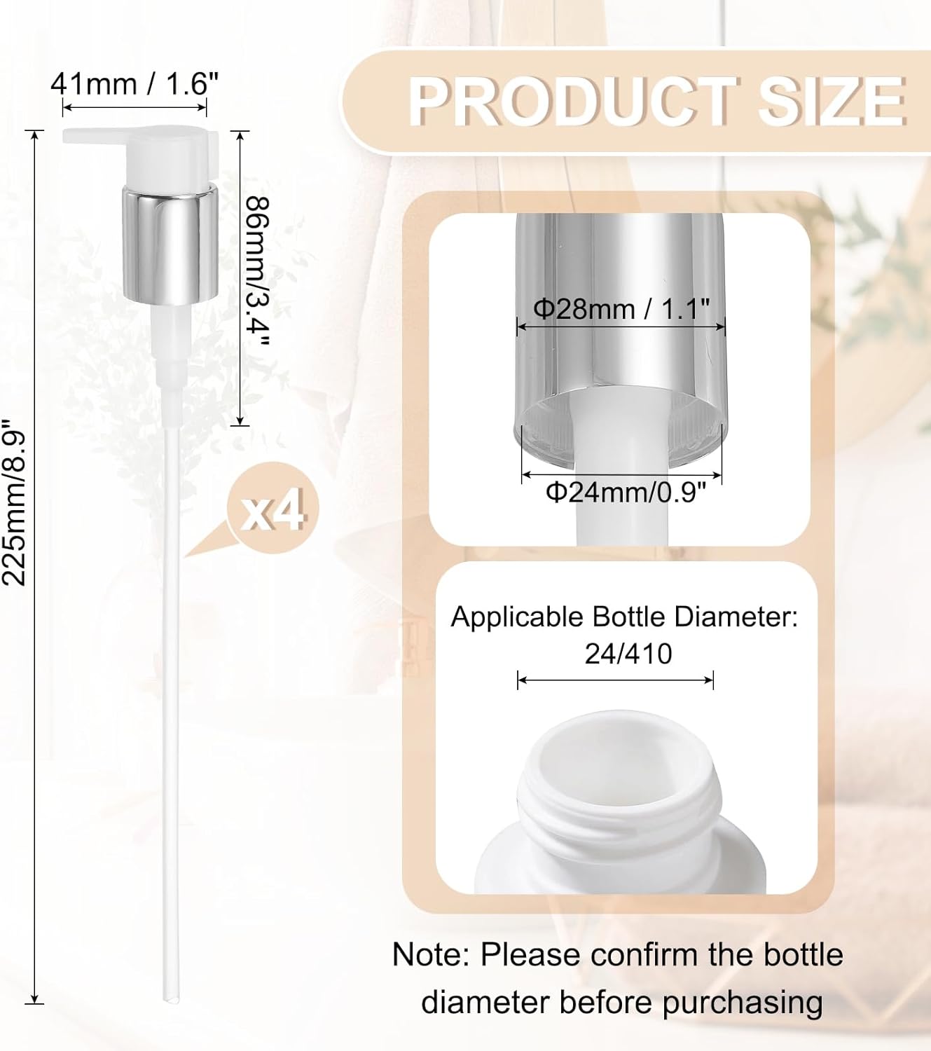 uxcell 4 Pcs Soap Dispenser Pump Heads, Hand Soap Dispensers Top Pumps Replacement Clip-on Pumphead