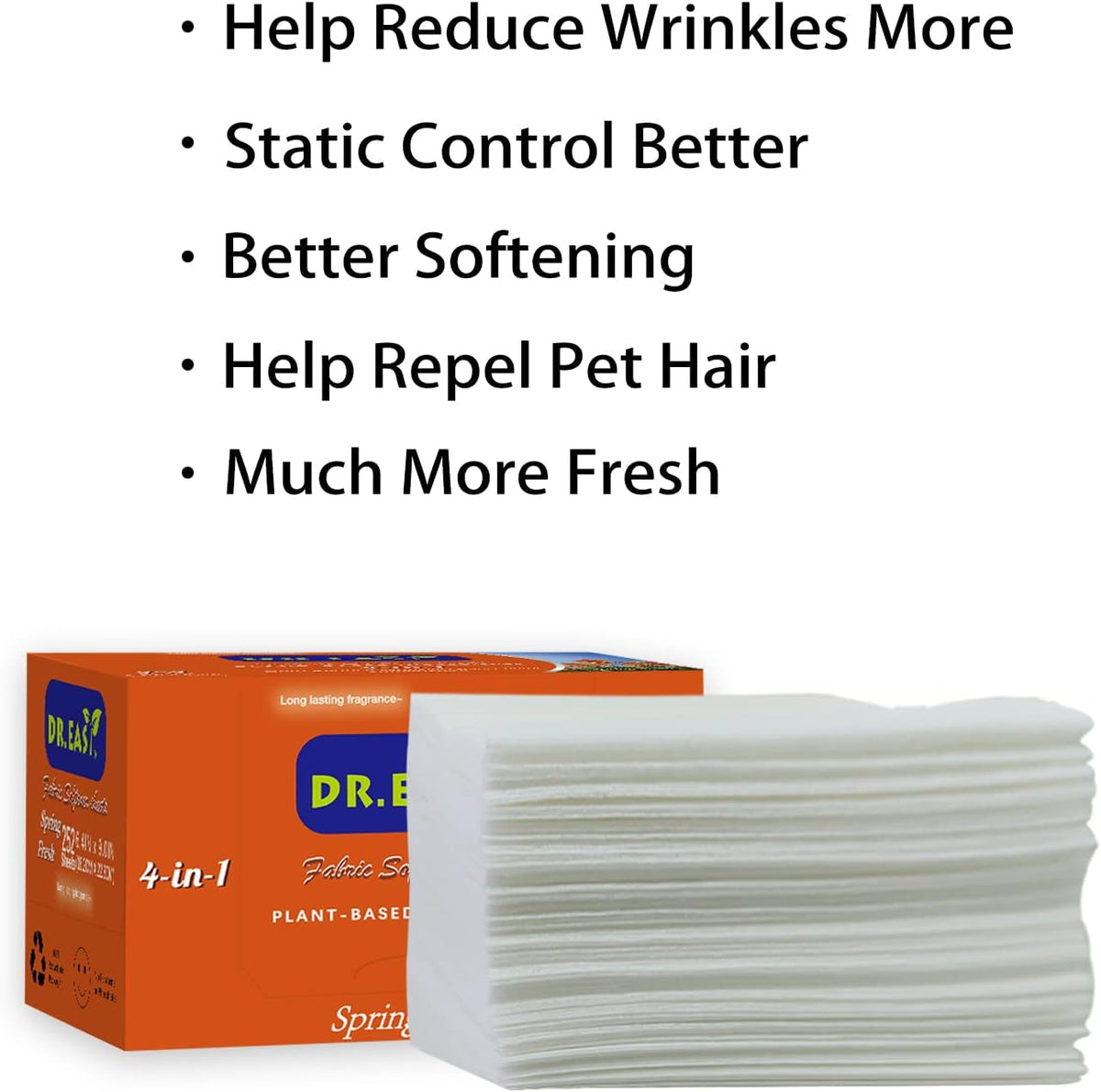 DR.EASY Dryer Sheets Plant Based Formula 252 Ct Fabric Softener sheets for Laundry Spring Fresh