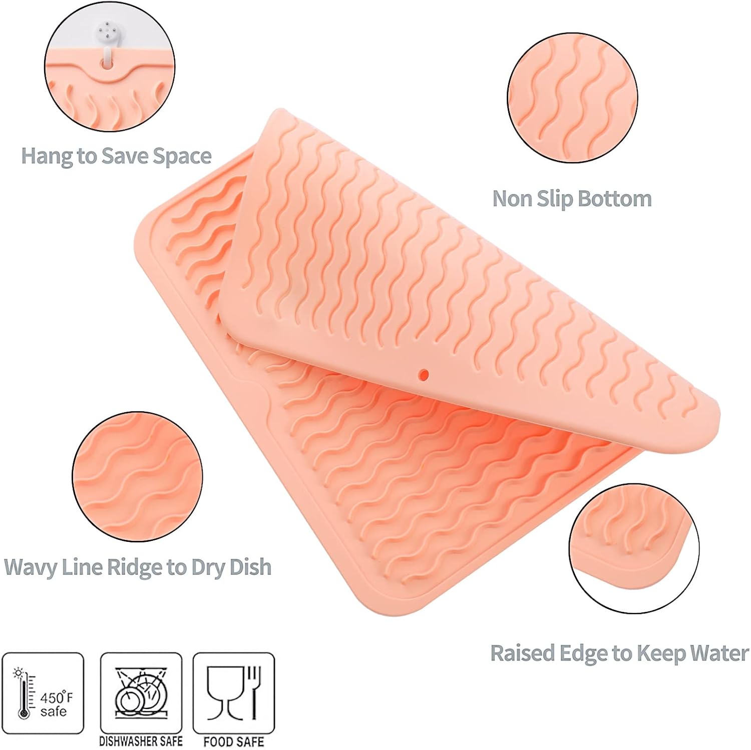 Silicone Dish Drying Mat for Multiple Usage,Easy clean,Eco-friendly,Heat-resistant Silicone Mat for