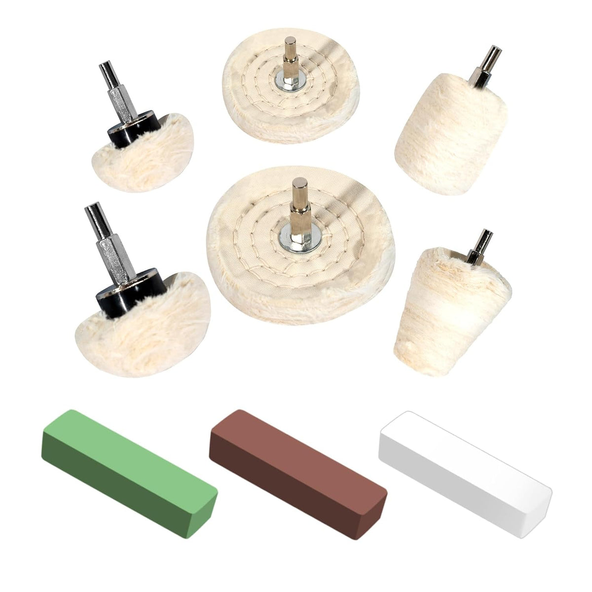6PCS Buffing Wheels for Drill and 3 PCS Polishing Compounds, Wheel Polishing Kit, Polishing Wheel