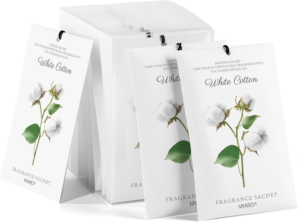 12 Packs Scent Sachets for Closet Clothes Storage - White Cotton Fragrance Long Lasting Home Air