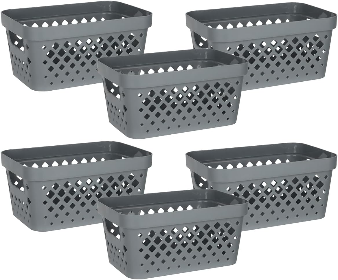 Glad Plastic Baskets for Organizing, Set of 6 | Pantry Storage for Under Counter, Linen Closet, and