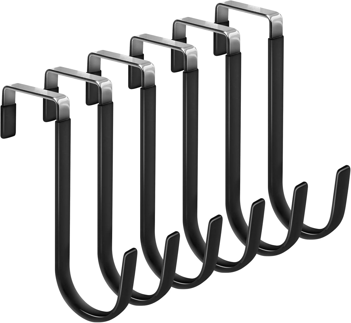 FYY Over the Door Hooks, 6 Pack Door Hangers Hooks with Rubber Prevent Scratches Heavy Duty