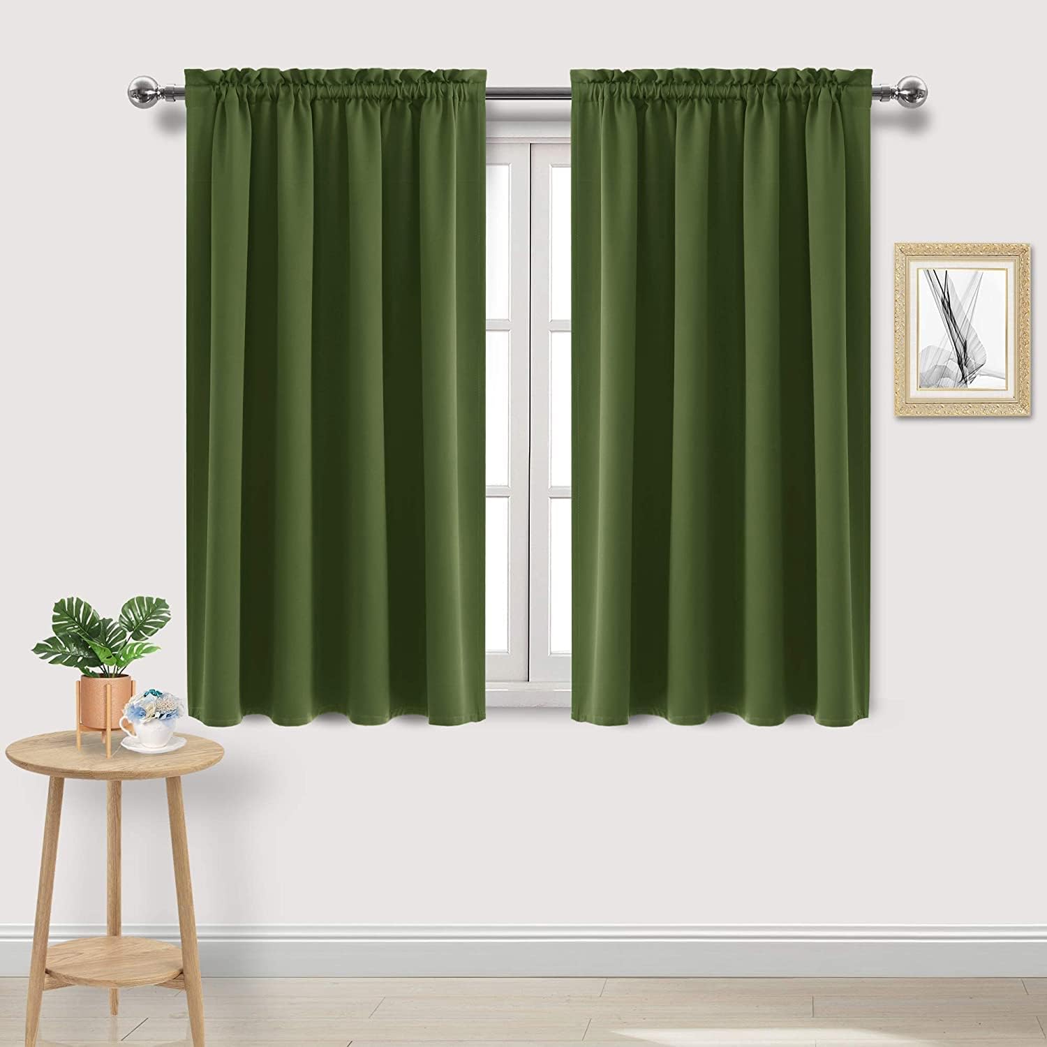 DWCN Olive Green Room Darkening Blackout Curtains - Thermal Insulated Privacy Energy Saving Window