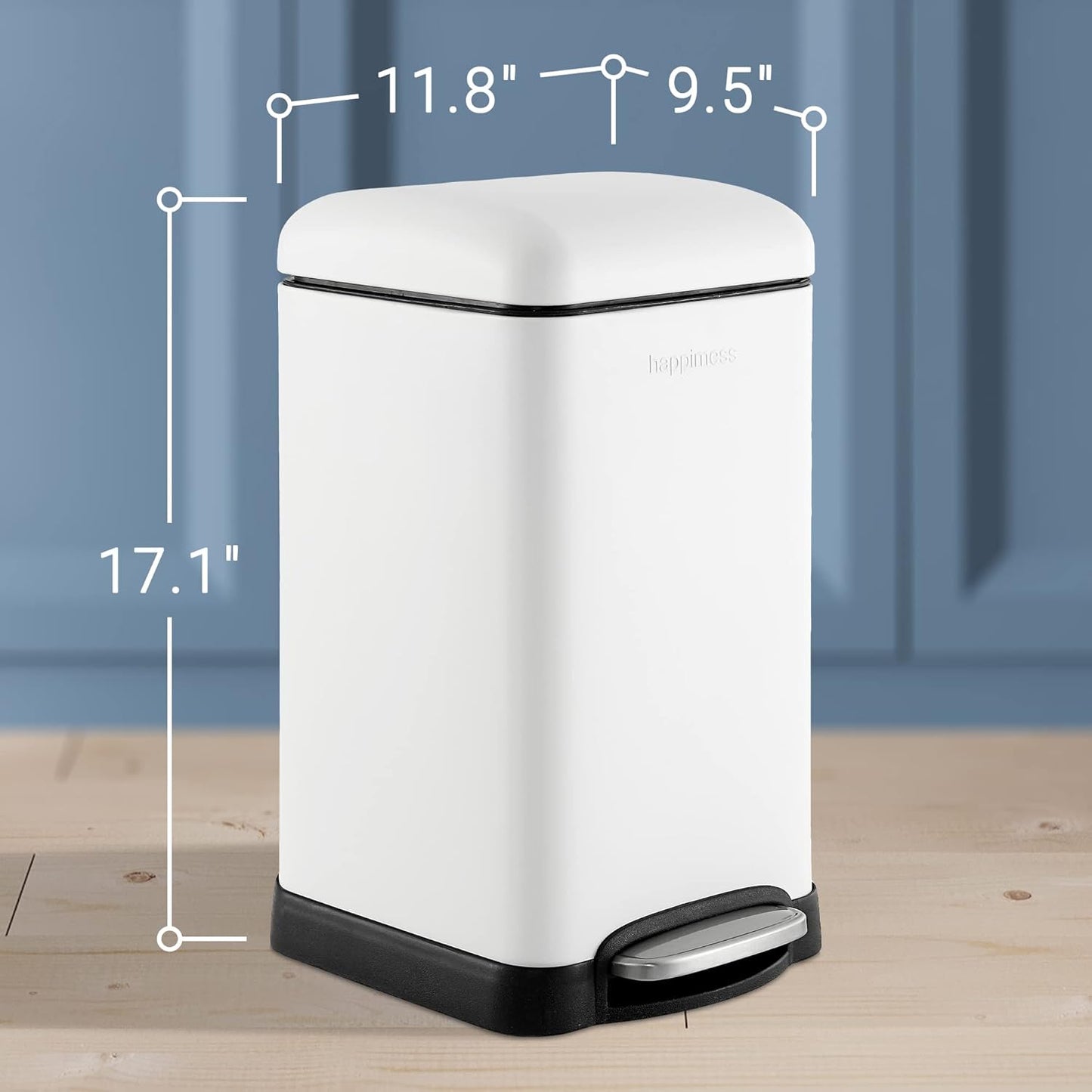 Happimess HPM1012C Betty Retro Mini 3.2-Gallon Step-Open Trash Can, Modern, Minimalistic