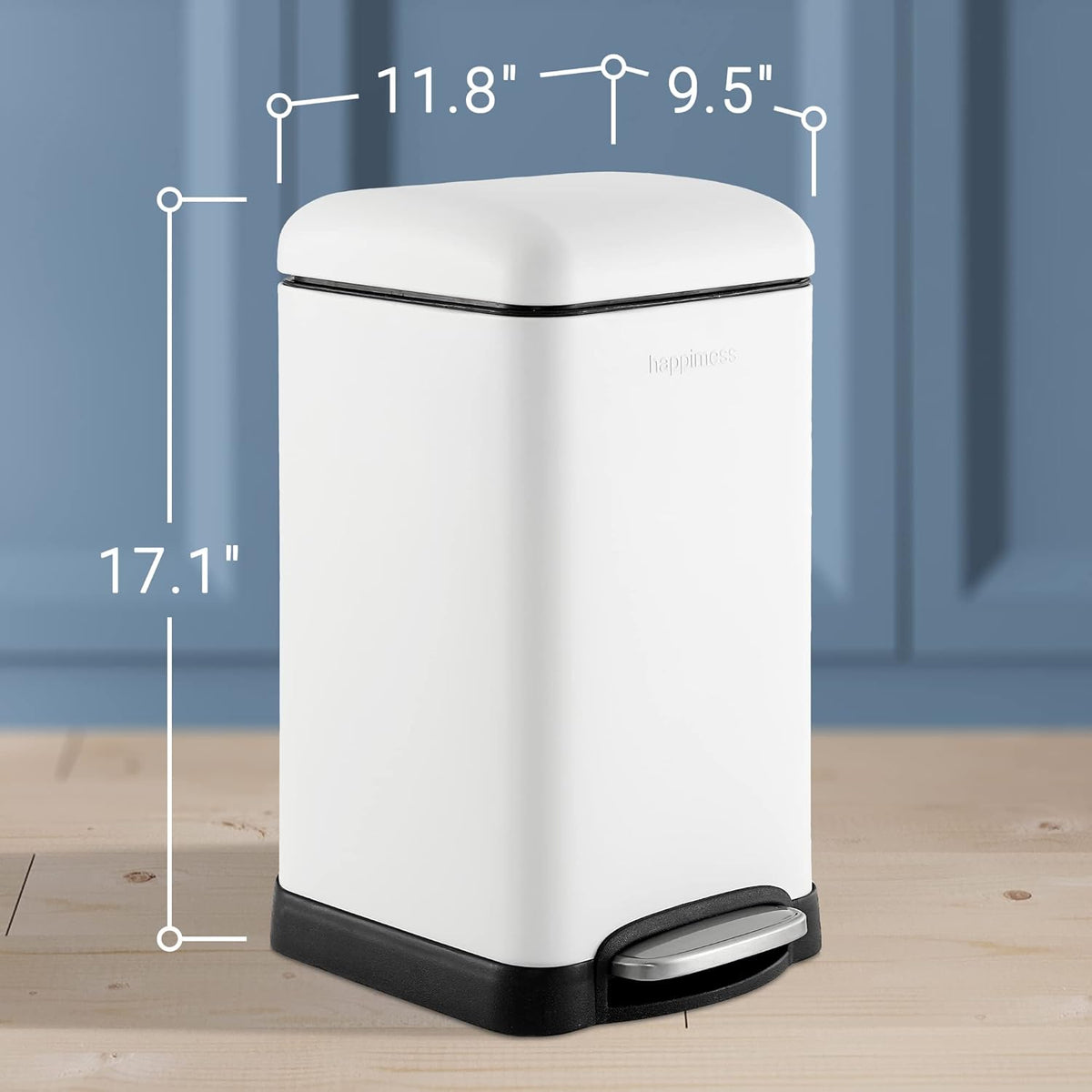 Happimess HPM1012C Betty Retro Mini 3.2-Gallon Step-Open Trash Can, Modern, Minimalistic