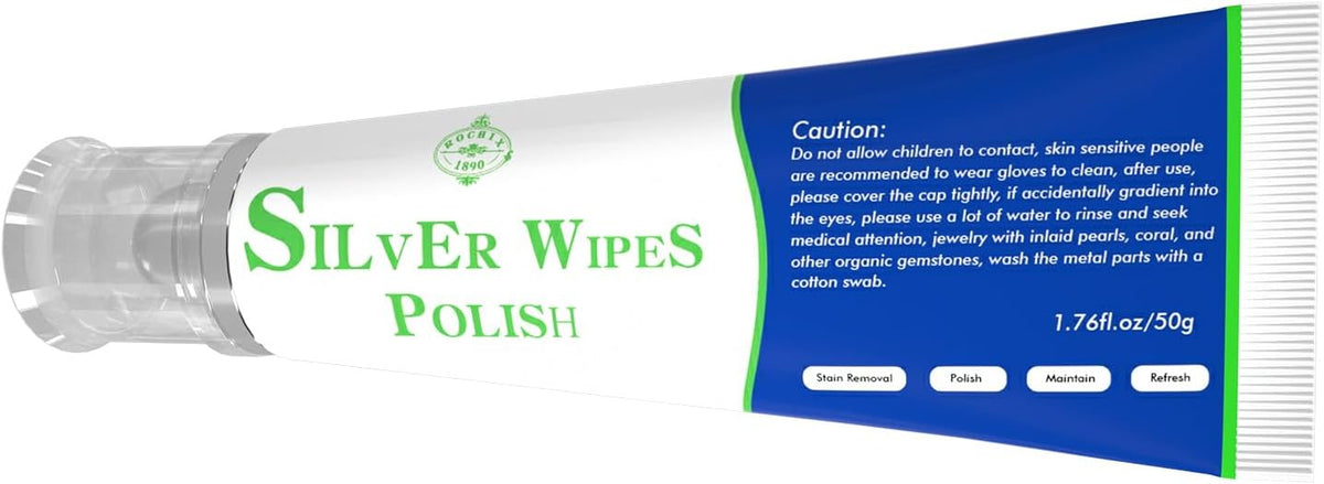 Silver Wipe Polish Cleaner Removes Surface Oxidation Tarnish from Sterling Silver, Silver and Gold