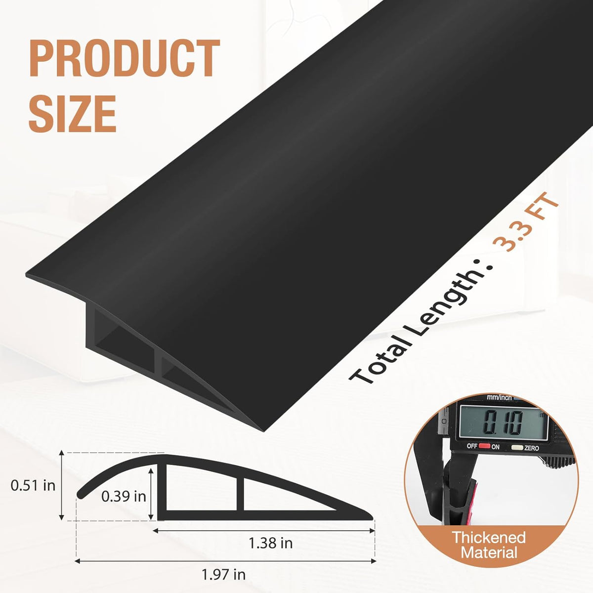 Floor Transition Strip Self Adhesive Vinyl Door Threshold for Doorways Carpet Edging Trim Overlap